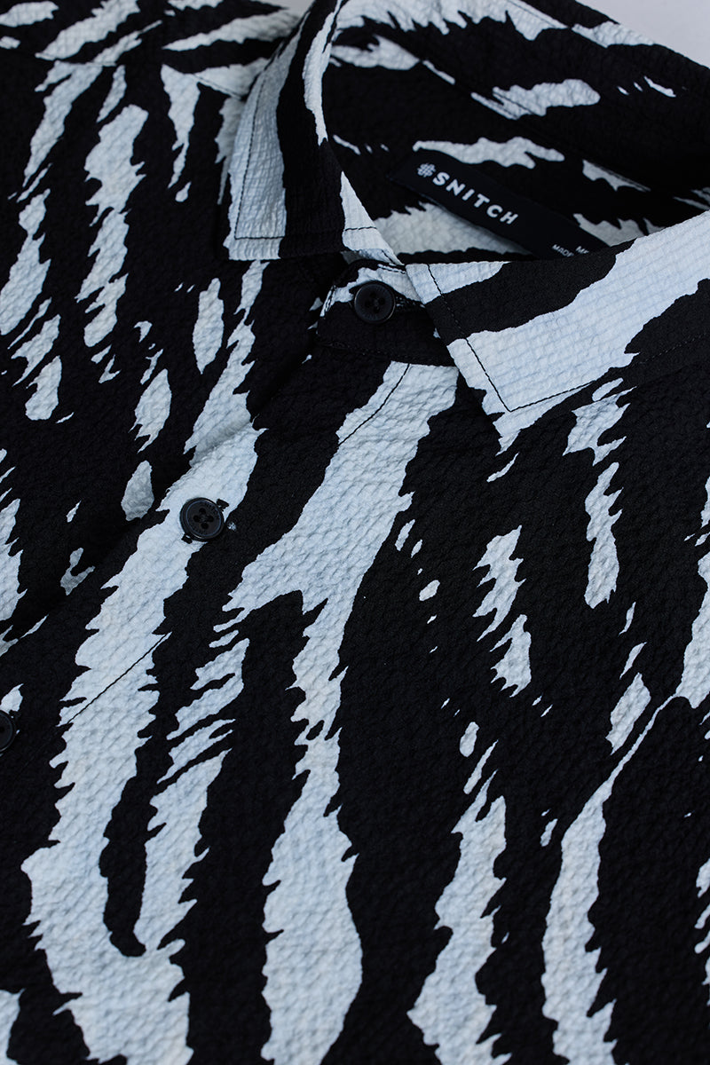SNITCH Black Textured Animal Print Shirt - view 2