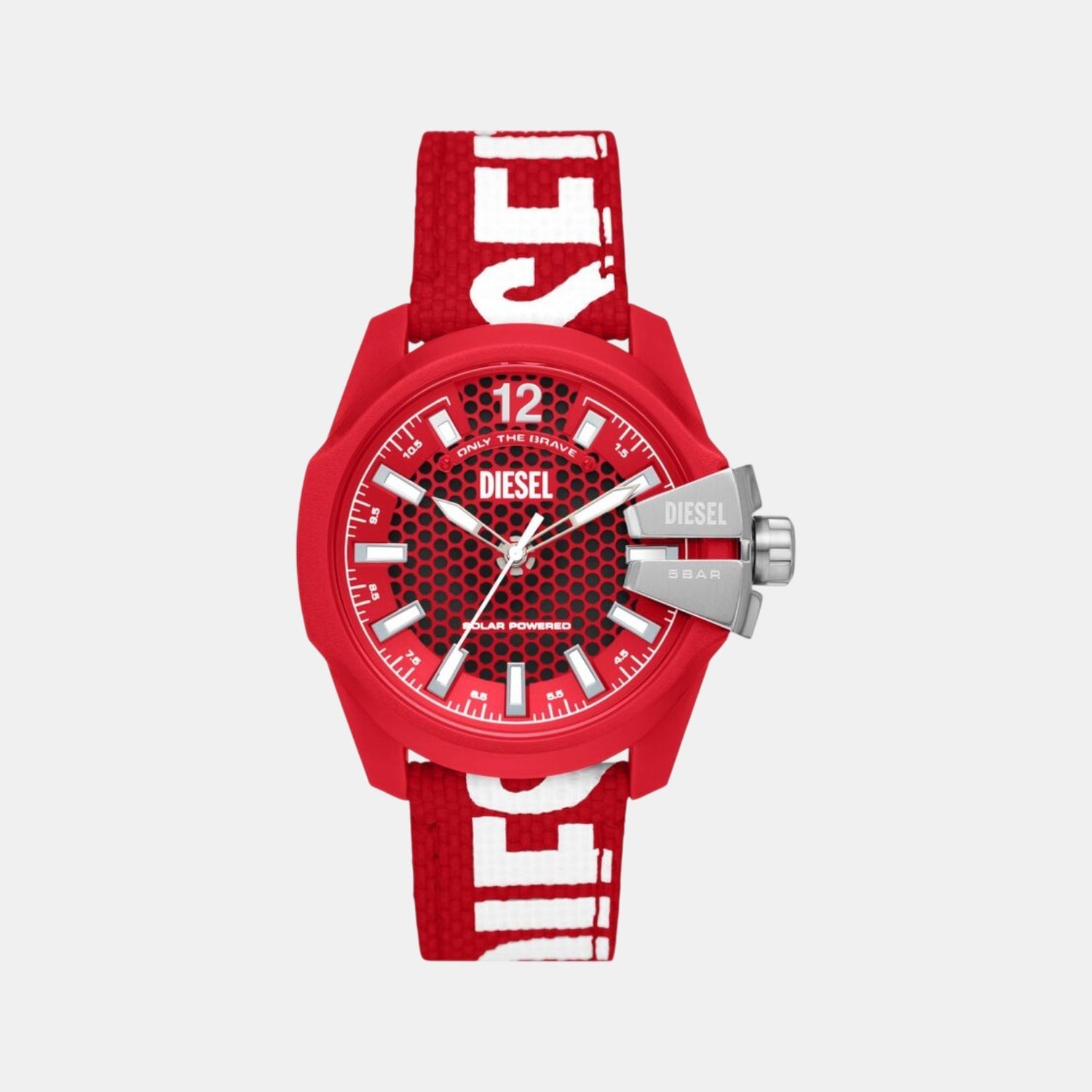 Diesel Baby Chief Men Solar Red Dial Analog Polyurethane Watch DZ4619