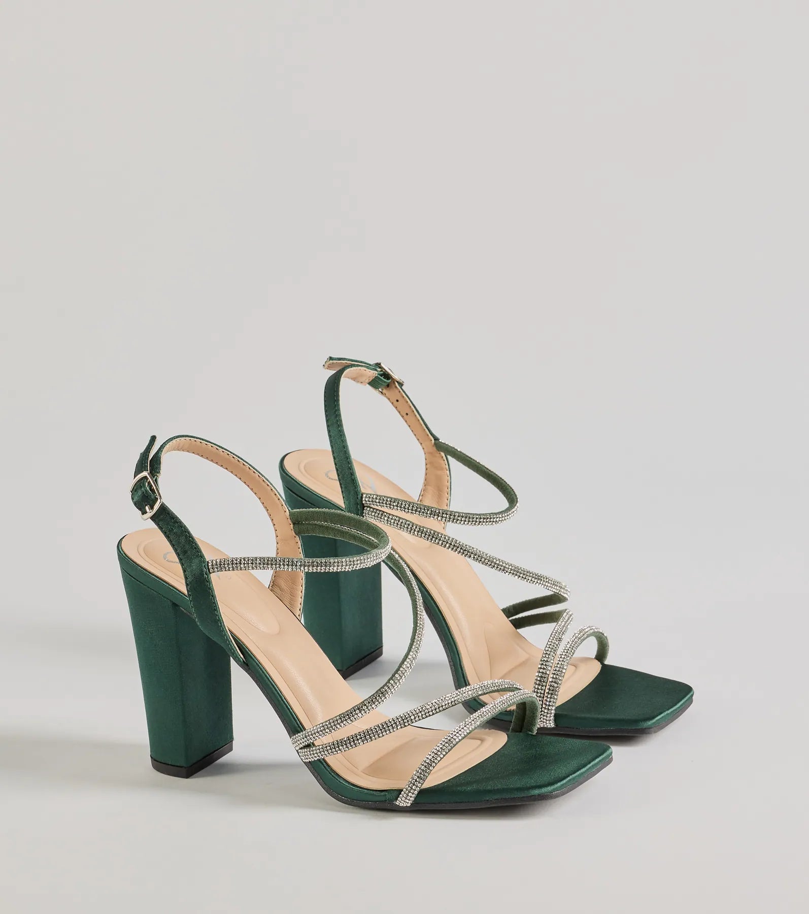 Windsor Glam Status Rhinestone Glitter Mesh Block Heels