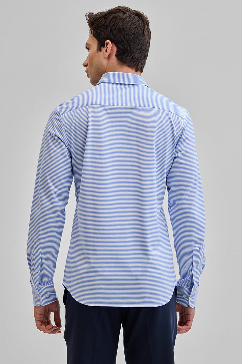 SNITCH Light Blue Stripes Stretch Shirt - view 7