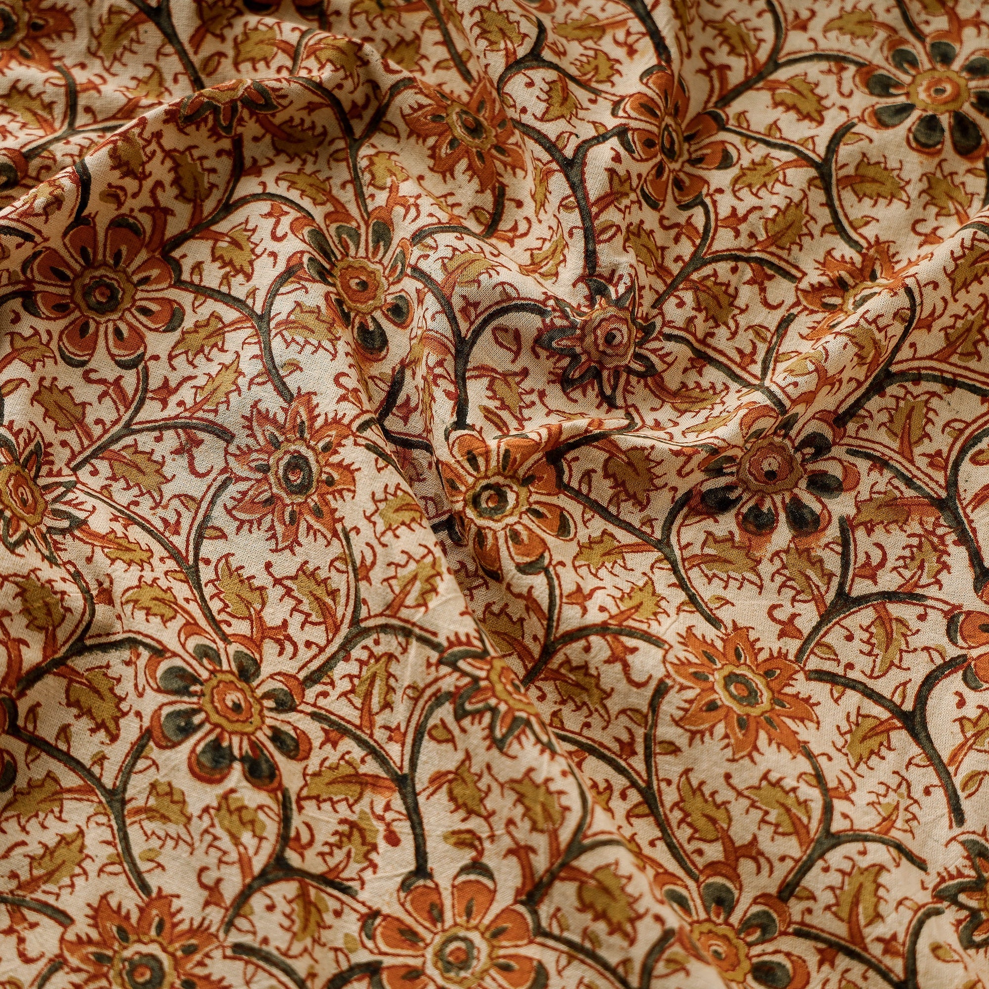 PITCHUKA SRINIVAS KALAMKARI PEDANA Beige - Pedana Kalamkari Block Printed Cotton Fabric - view 2