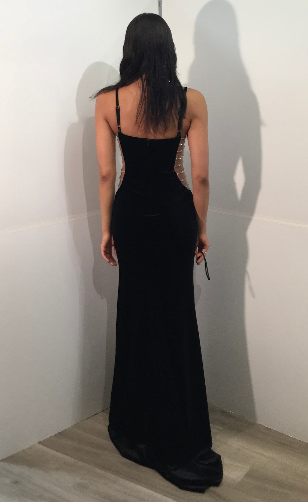 Velvet Fitted Sleeveless Slit Gown by Jovani 42783 - view 5