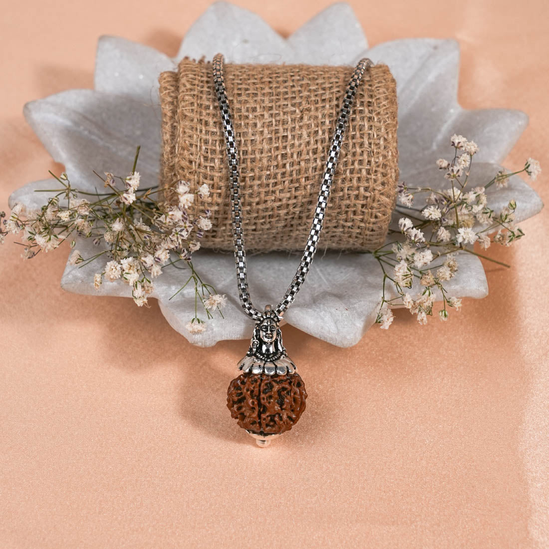 Prinjal Jewellers Adiyogi Pendant (11 Mukhi Nepali Rudraksha) With Chain - view 2
