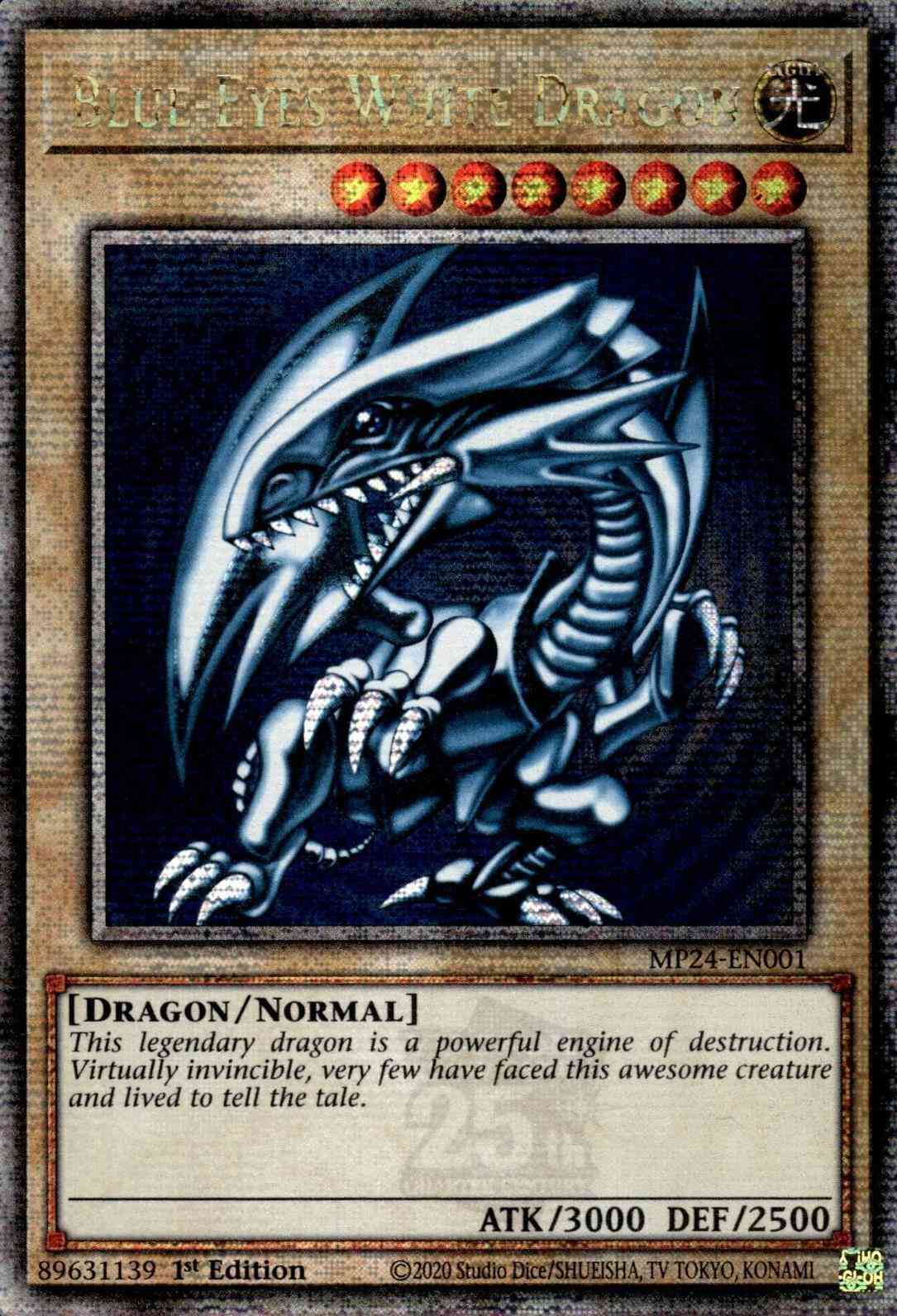 Yu-Gi-Oh! Blue-Eyes White Dragon - MP24-EN001 - Quarter Century Secret Rare - 1st Edition