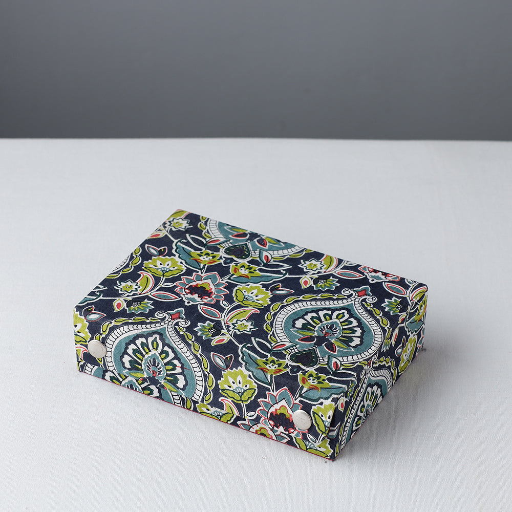 SUKRITI INPRINT Blue - Floral Printed Handcrafted Jewelry Box (7 x 5 in)