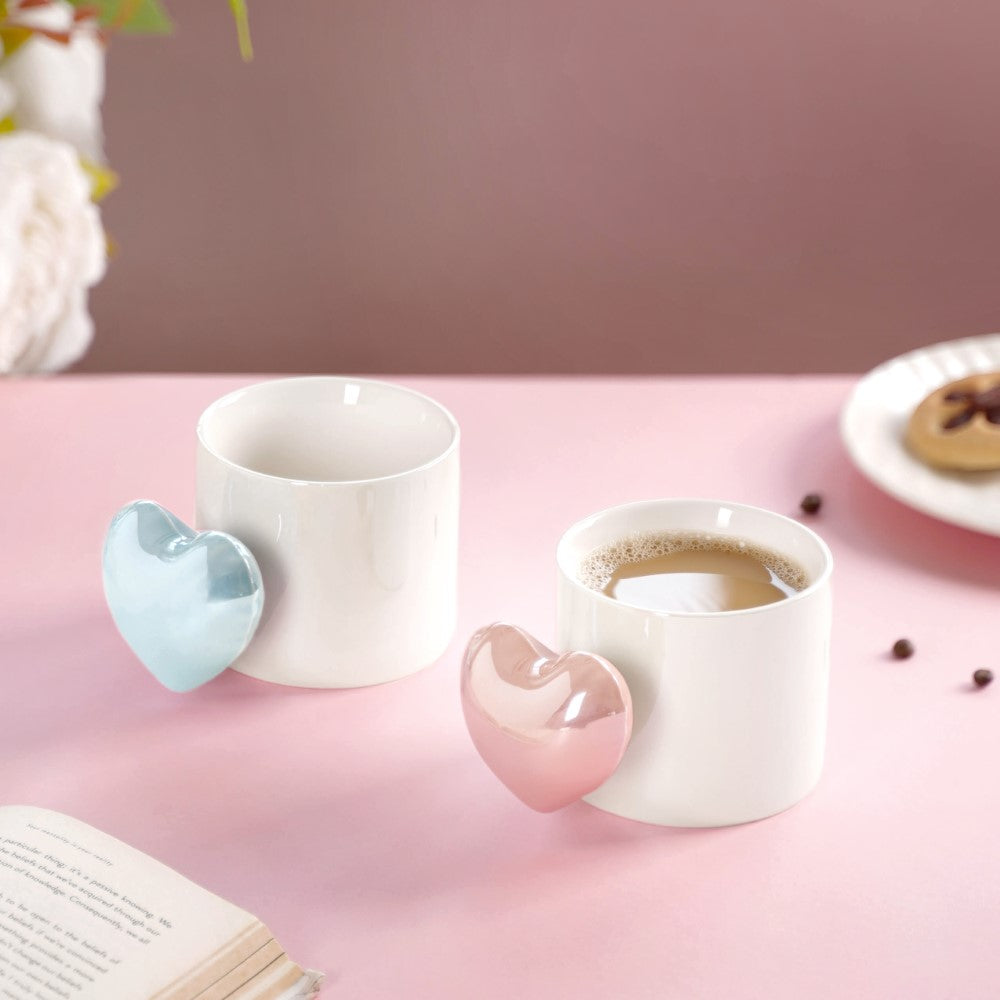 Nestasia Heart Balloon Coffee Mug Set Of 2 Pink Blue 330ml