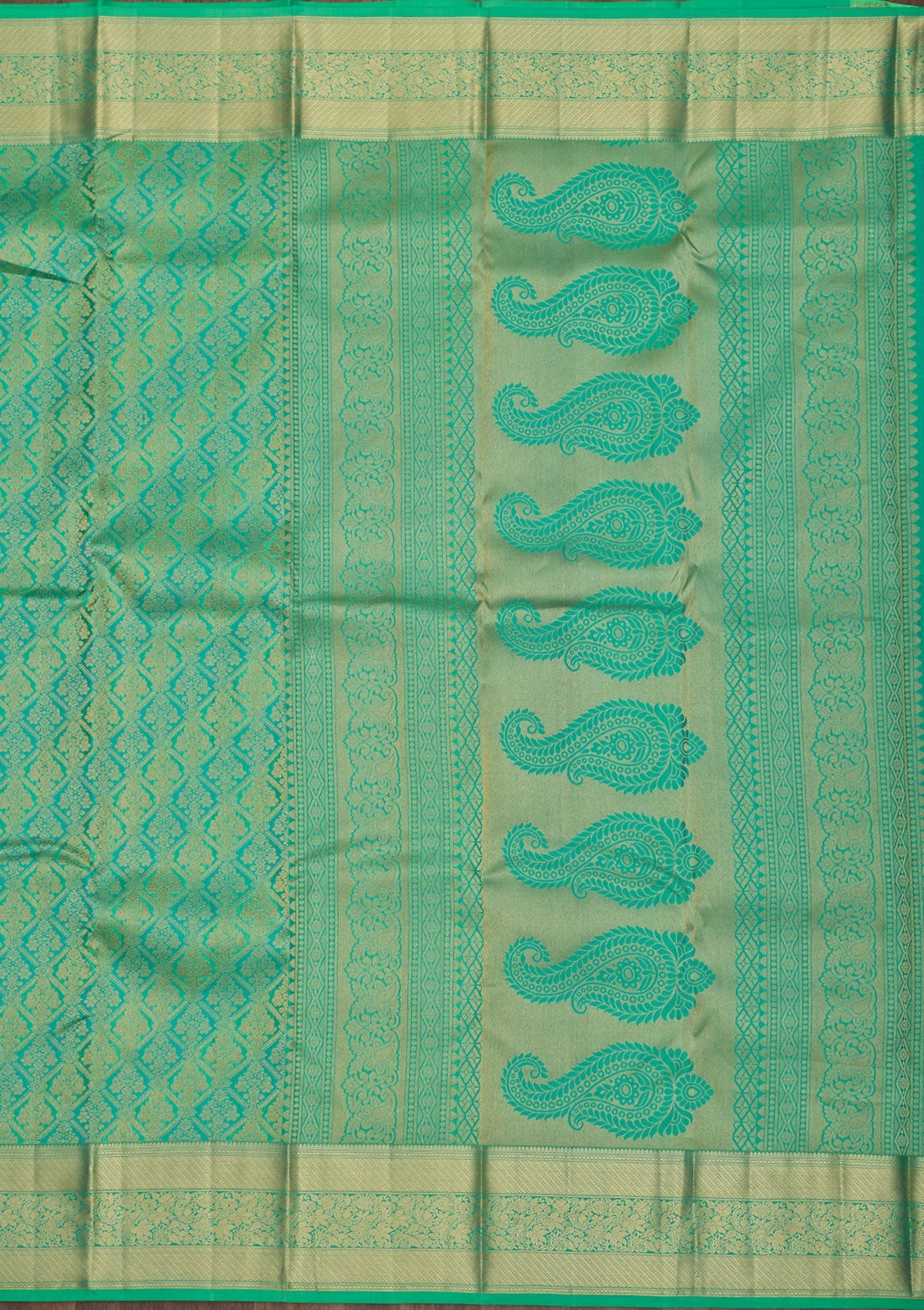 Koskii Sea Green Zariwork Pure Silk Saree – Women's - view 5