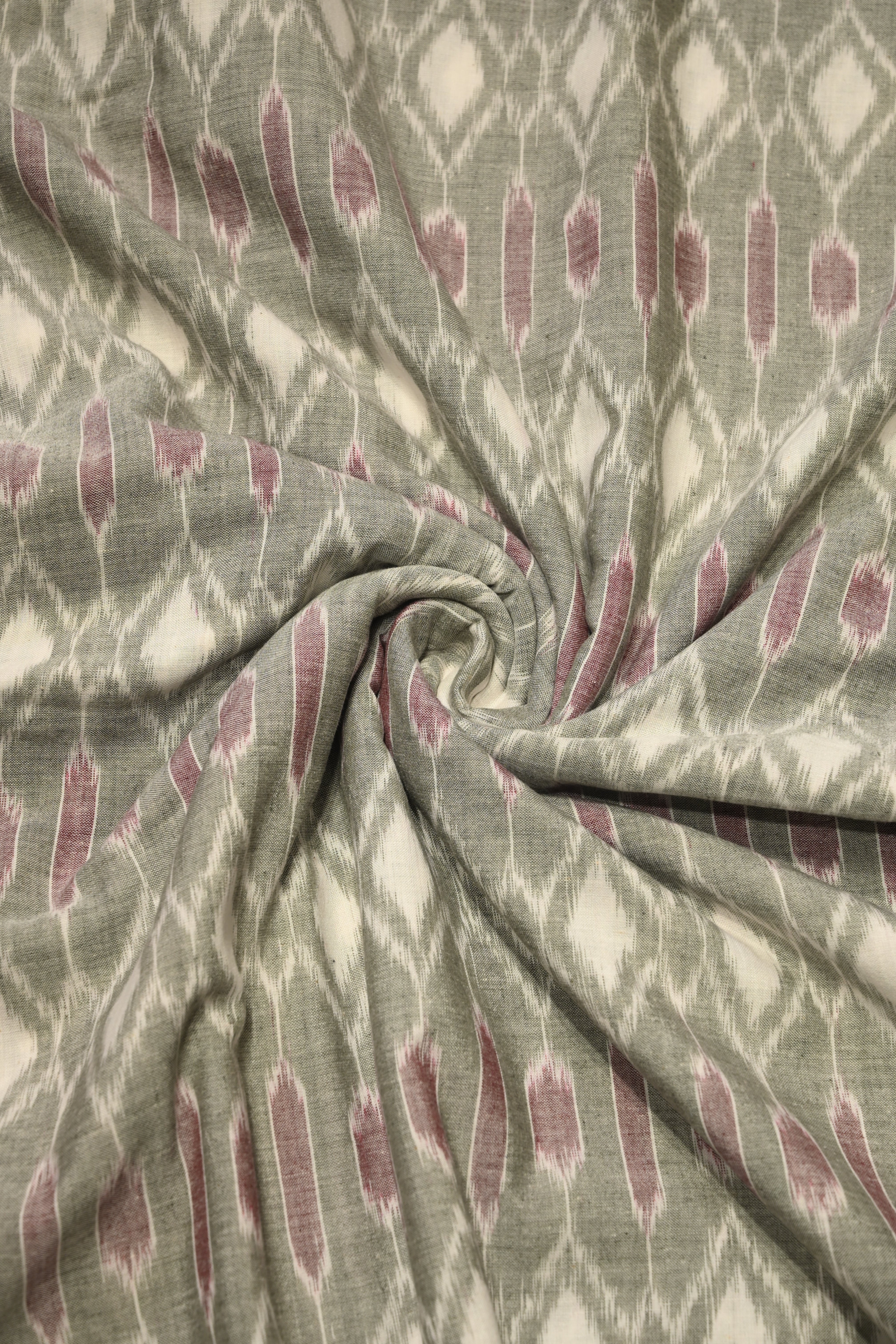 IndianVillèz Cement Gray Sambalpuri ikat Cotton Fabric