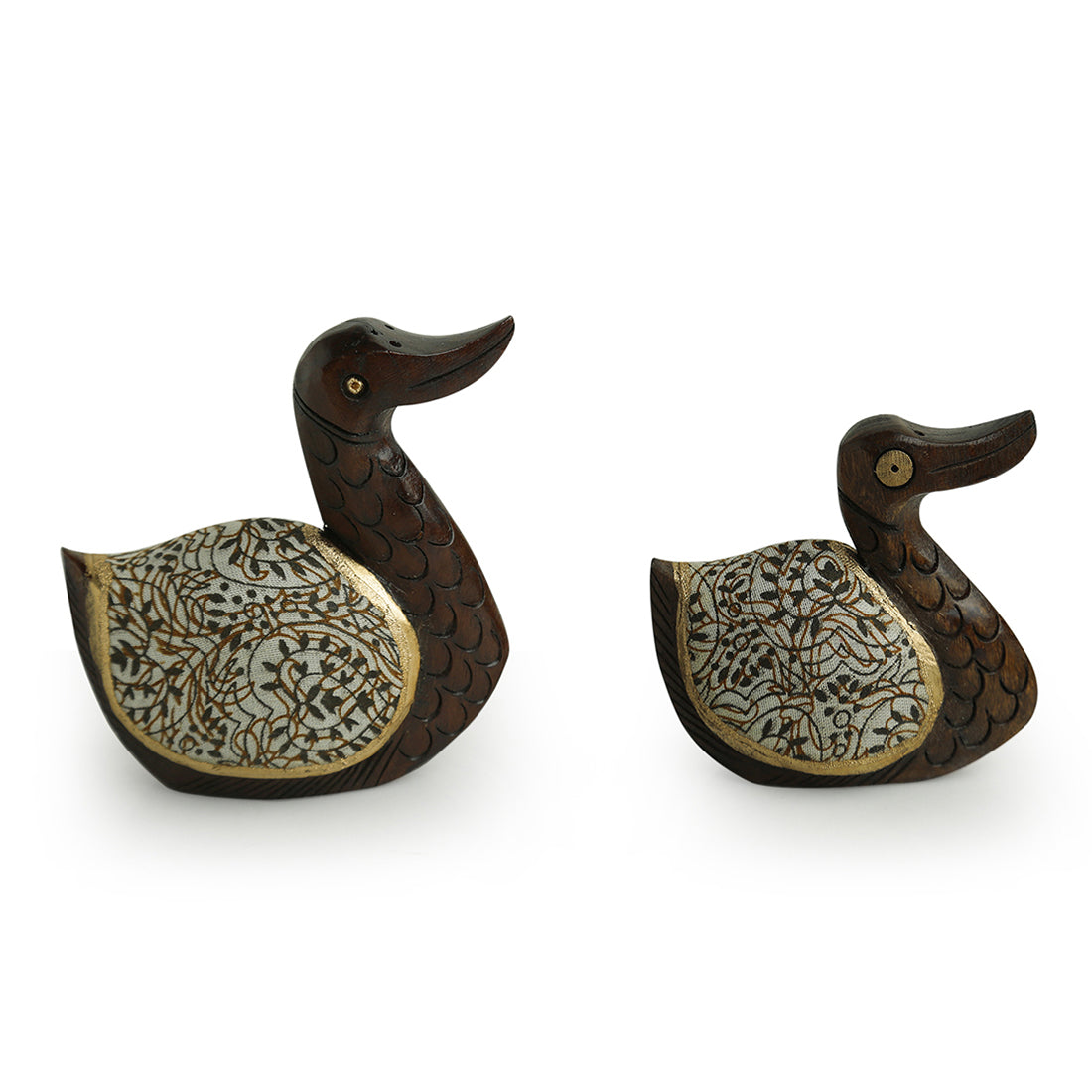 EXCLUSIVELANE 'The Elegant Ducks' Hand Carved & Handpainted Cotton Cloth Showpiece In Eucalyptus Wood (Set of 2) - view 2