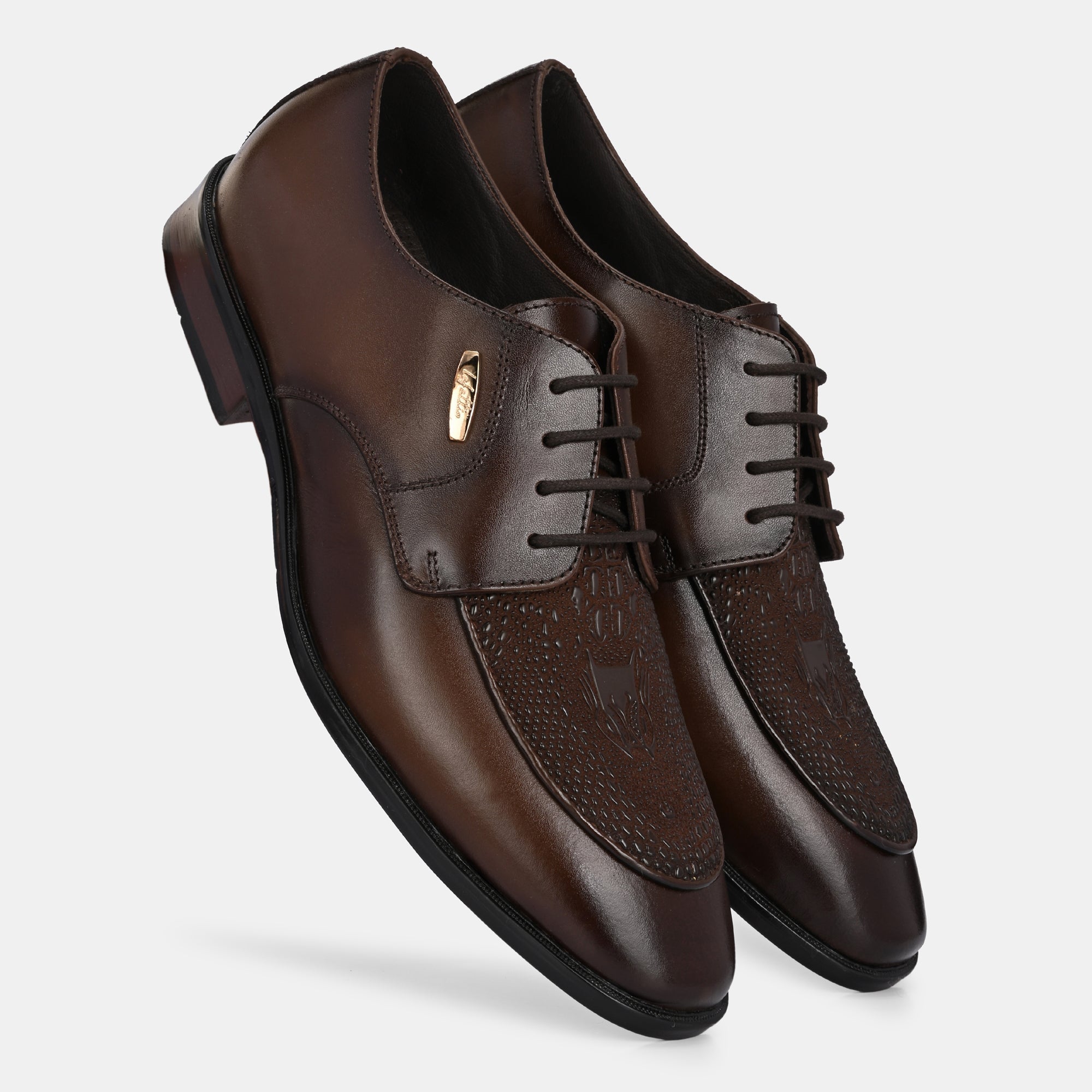 Hand Engraved Lace-Up Shoes by Lafattio – Brown - view 3