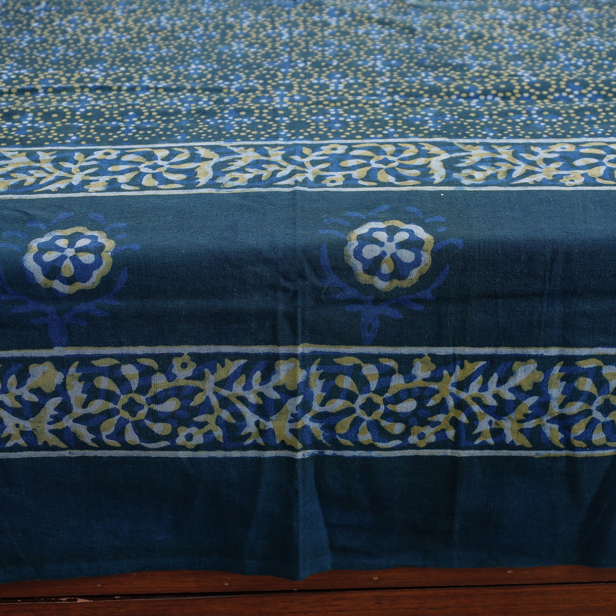 AHA VASTRA HANDLOOM Blue - Akola Block Printing Jhiri Handloom Cotton Single Bed Cover (97 x 59 in) - view 3