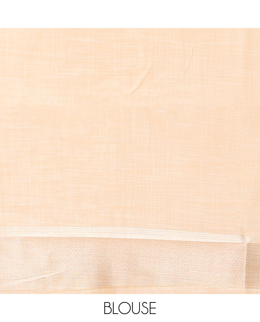 Pothys Cream intricate design semi-raw tussar saree with self border & plain pallu - view 2