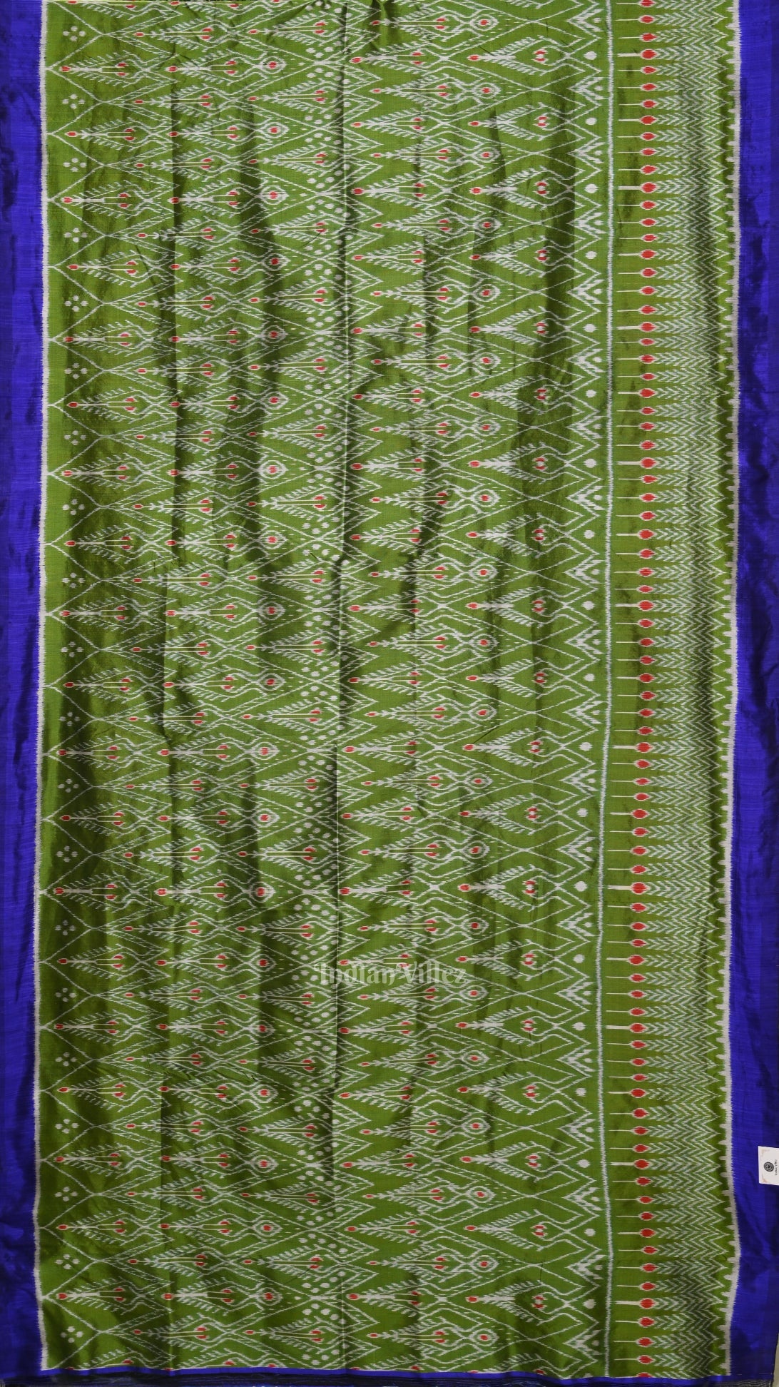 IndianVillèz Green Blue Cambodian Inspired Designer Contemporary Silk Saree - view 4