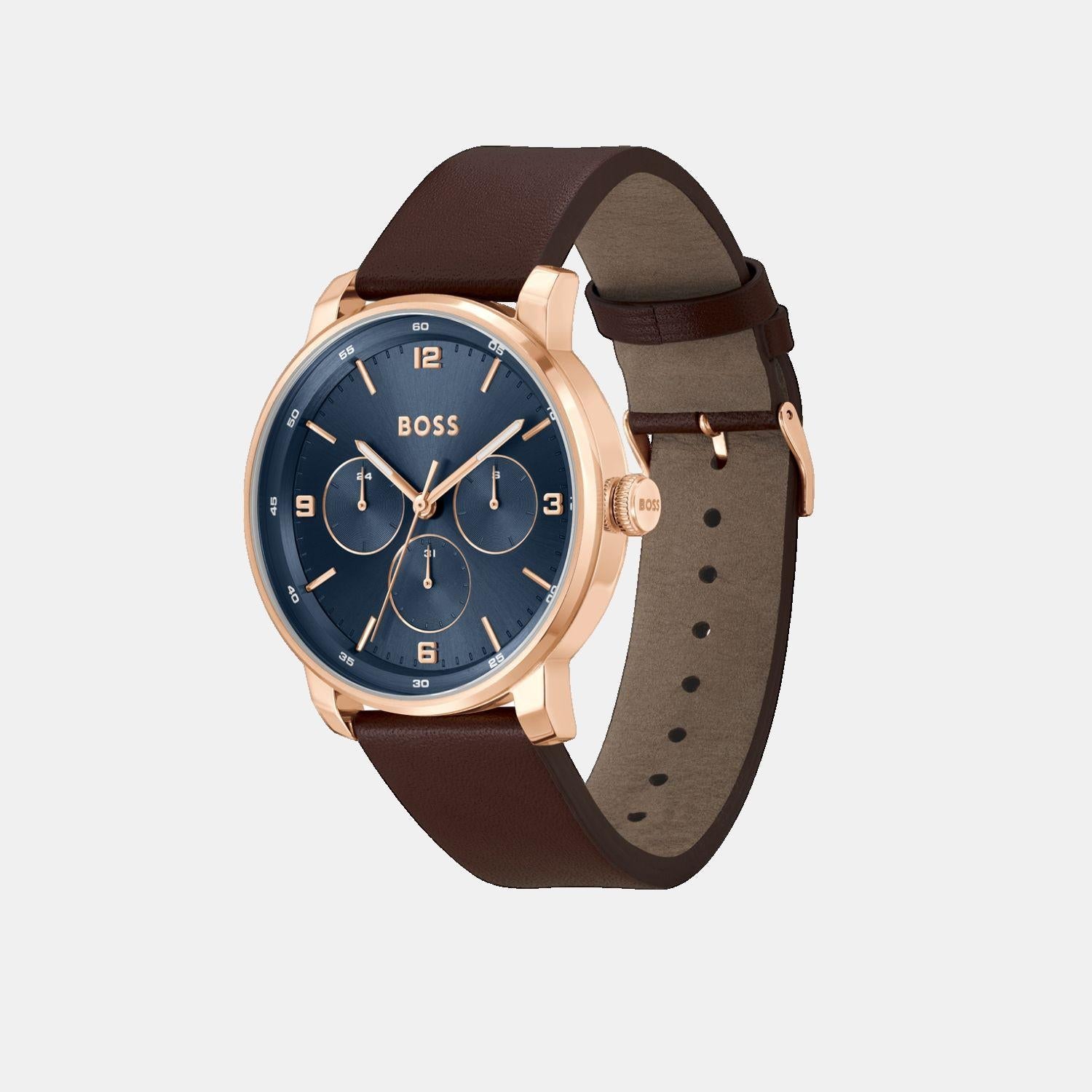 Boss Contender Men Quartz Blue Dial Multi-Function Leather Watch 1514126 - view 2