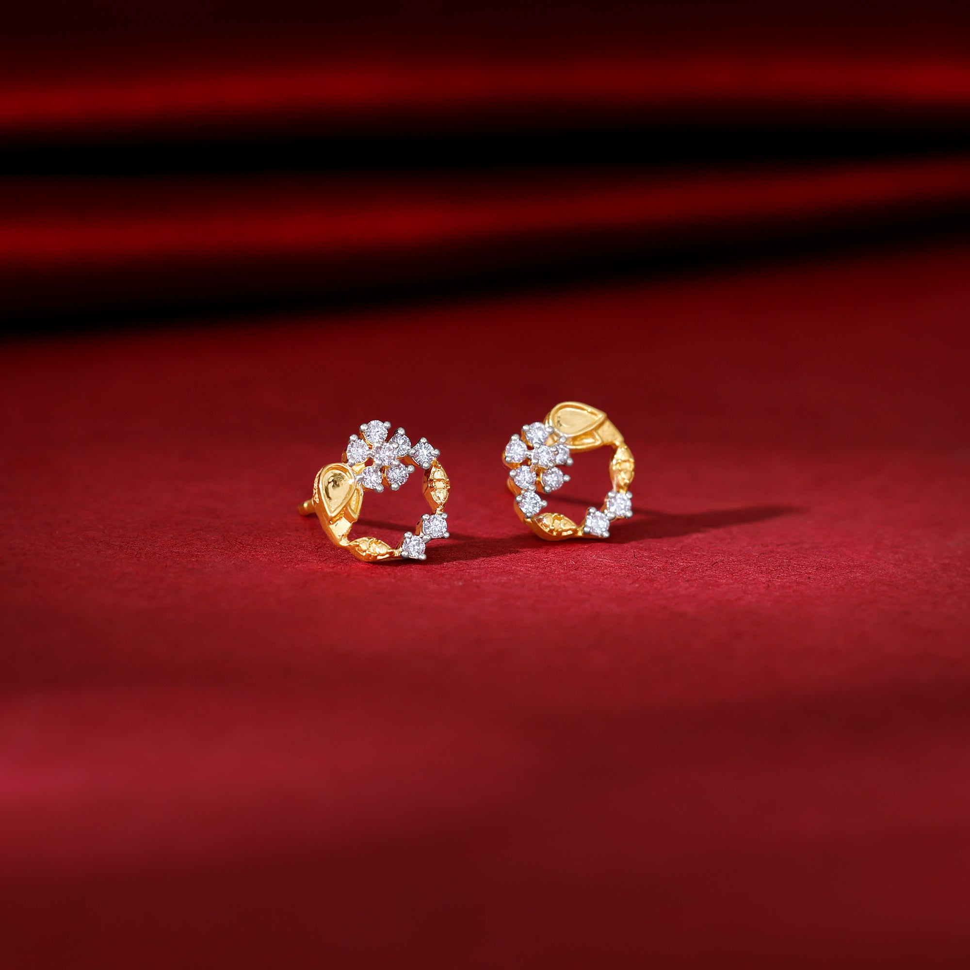 GIVA Jewellery Gold Unfurl Diamond Earrings - view 2