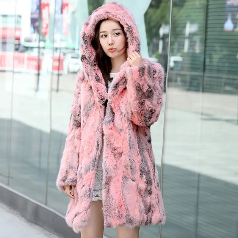 BlackTree Hooded Natural Rabbit Women Winter Jacket - view 5