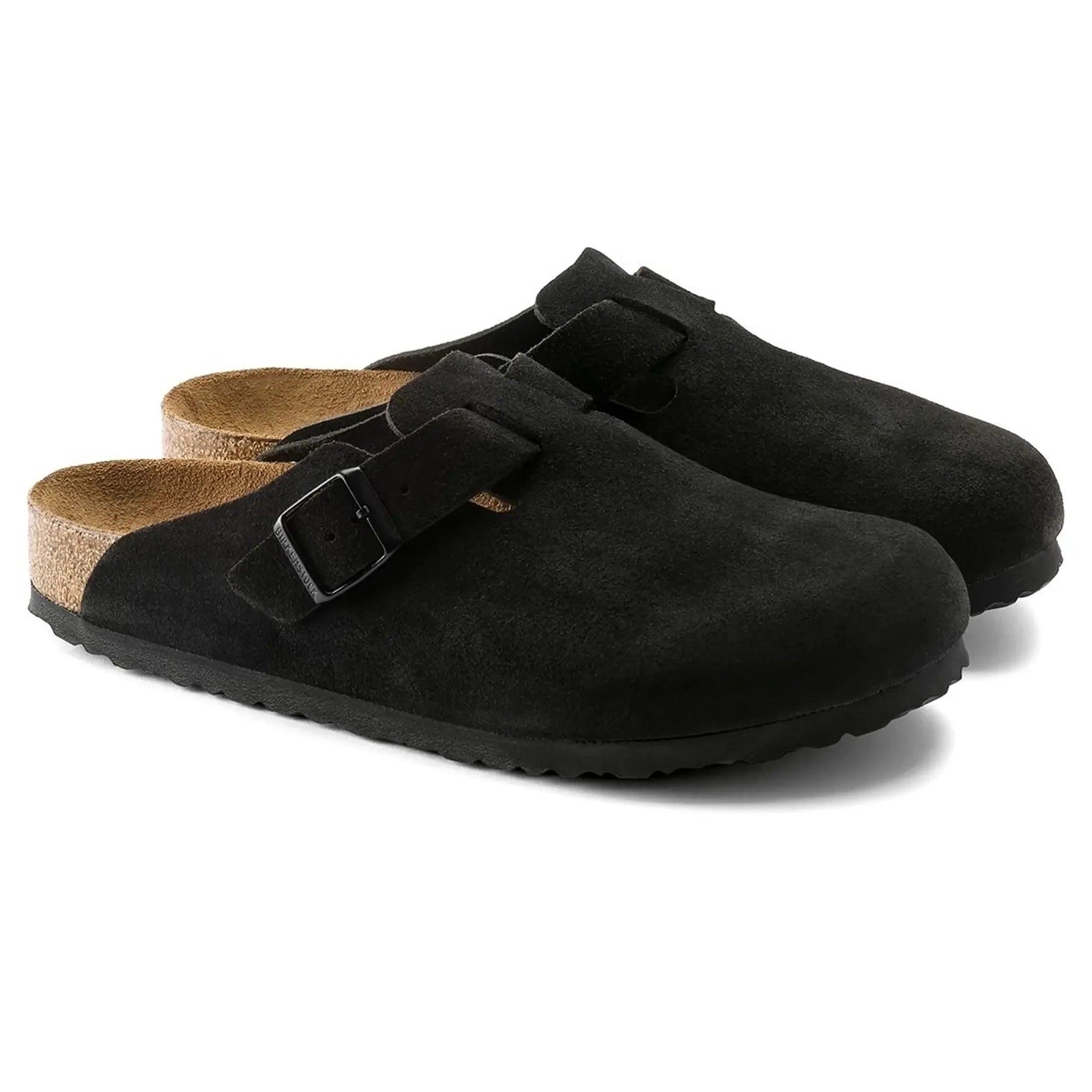Birkenstock Boston Suede Flat Sandals Black (W) - view 3