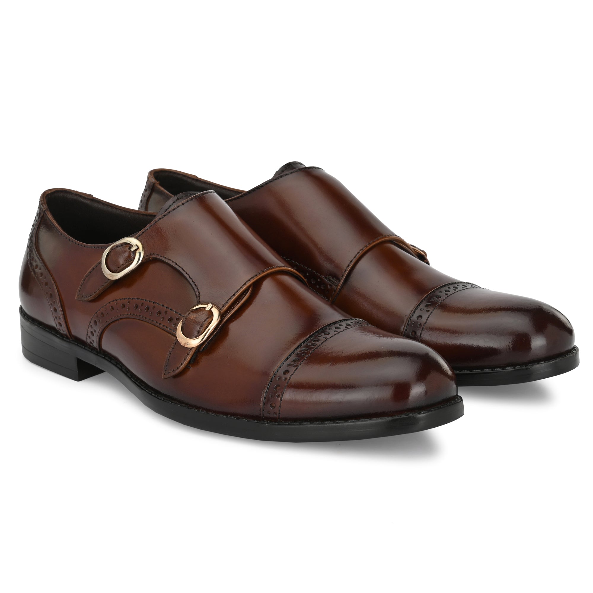 egoss-shoes Formal Leather Buckled Monk Shoes For Men - view 11