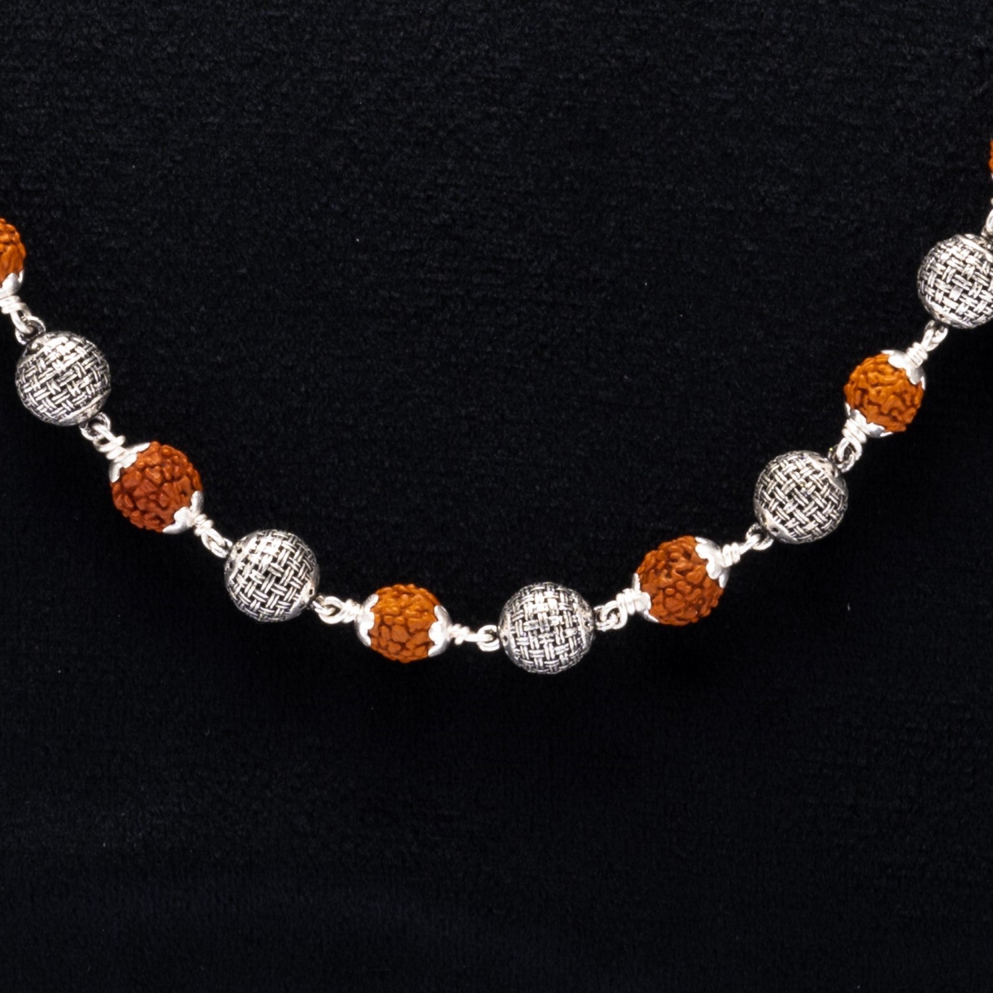 Prinjal Jewellers Rudraksha Silver Mala (Spherical Beads) - view 2