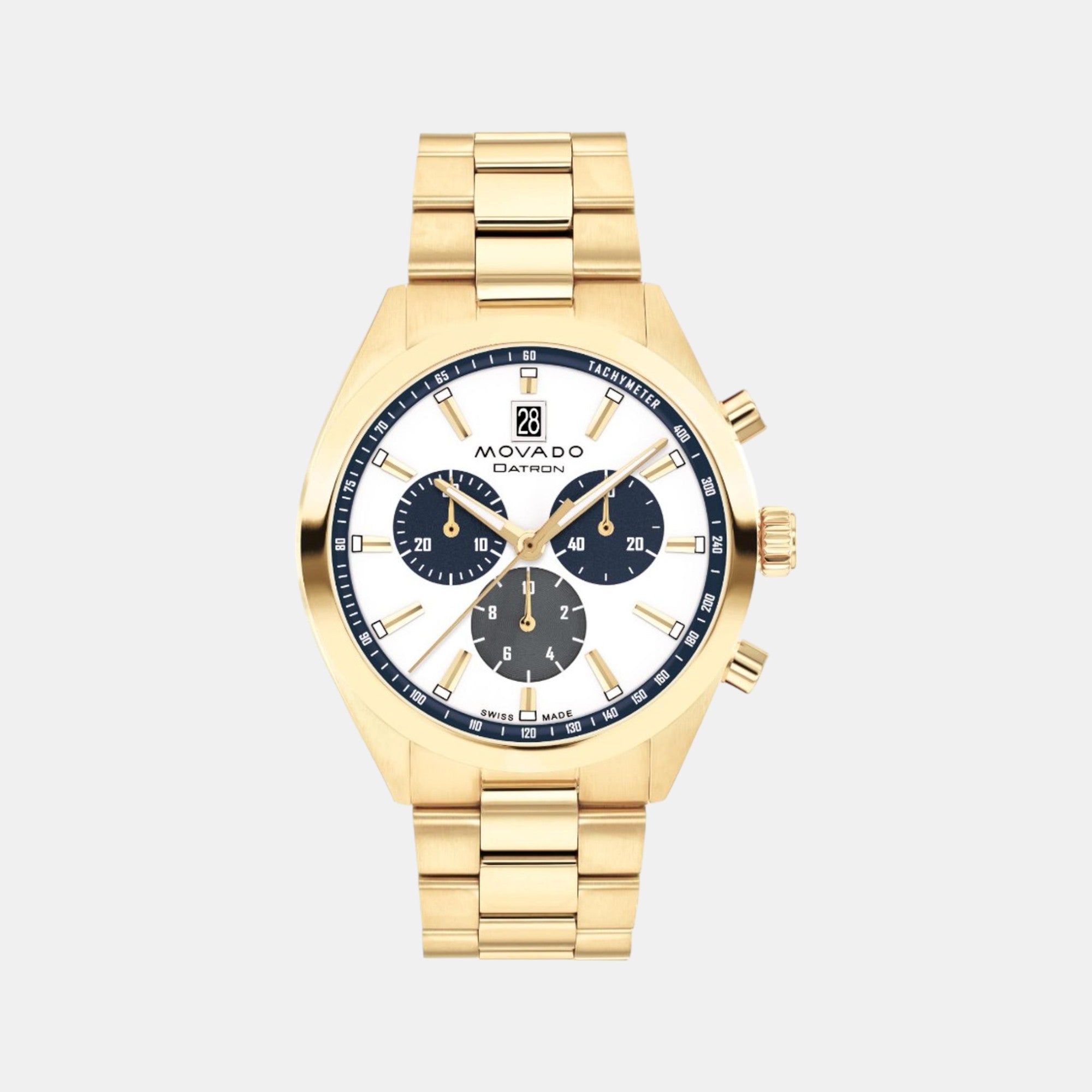 Movado Heritage Men Quartz White Dial Chronograph Stainless Steel Watch 3650180