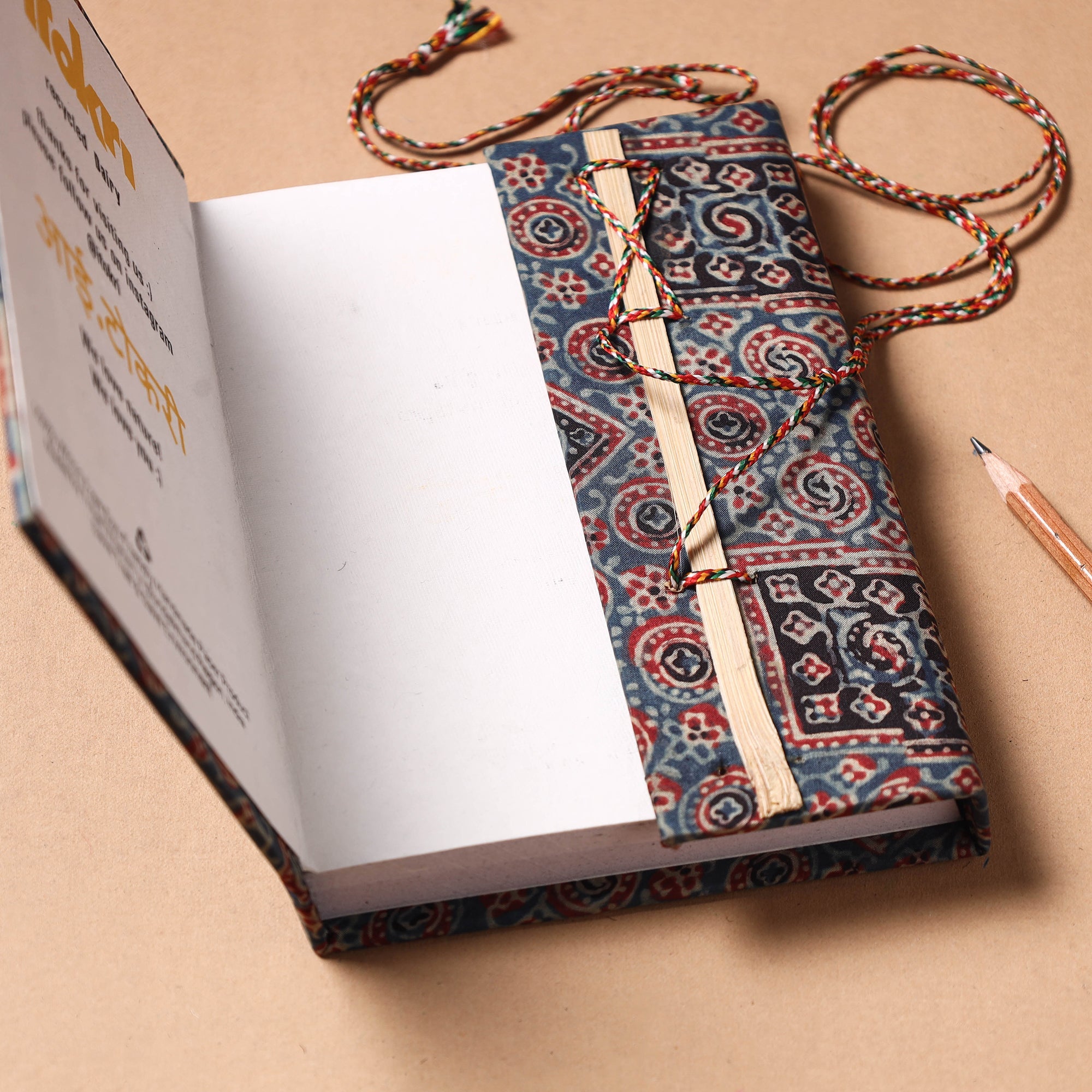 TARAGRAM Blue - Fabric Cover Handmade Paper Notebook with Thread Lock - view 2
