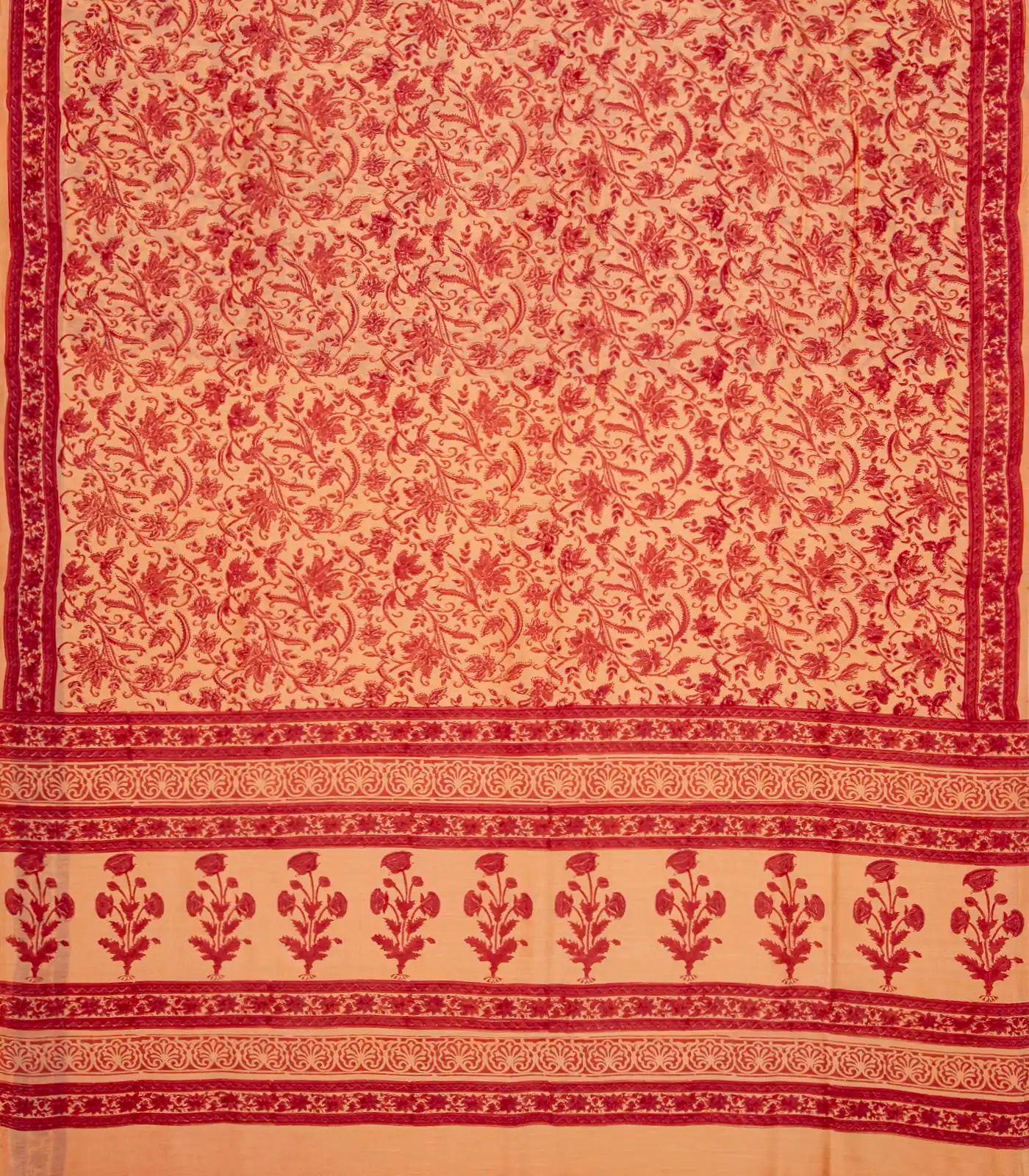 RmKV Sandal Handloom Chanderi Cotton Saree With Printed Floral Motifs - view 2