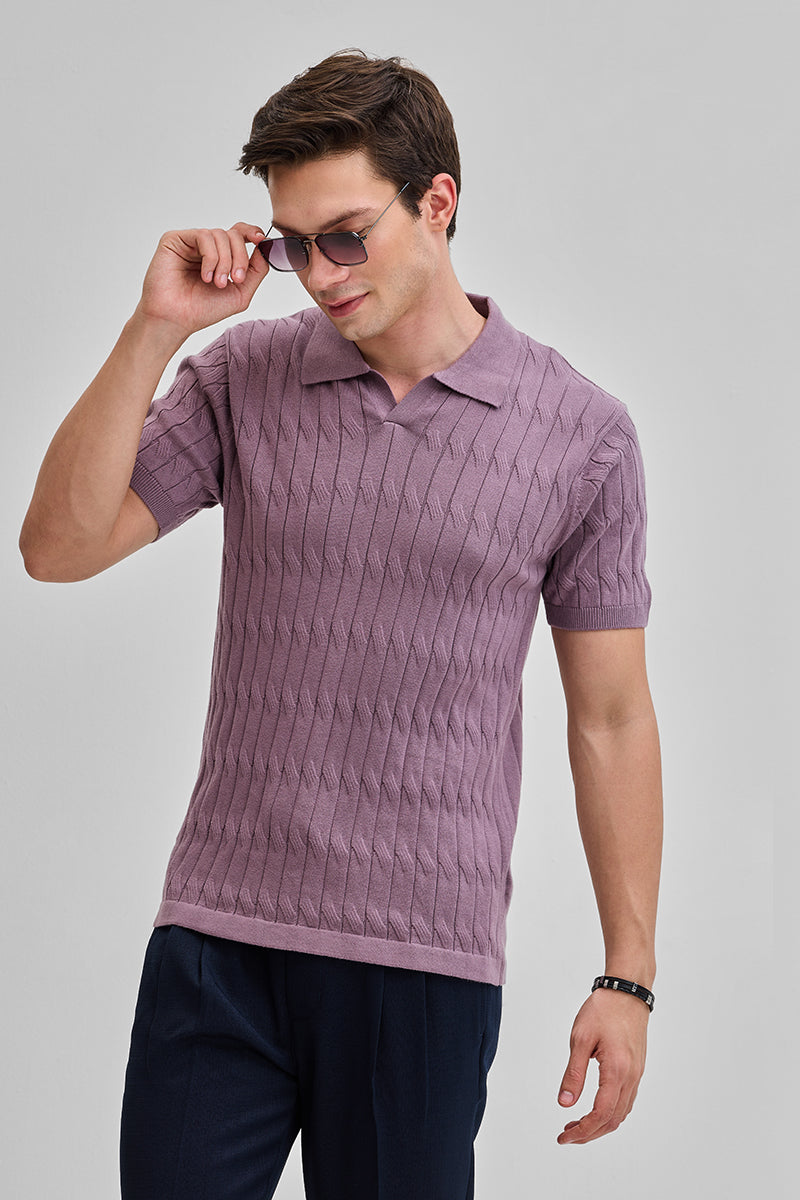 SNITCH Mauve Knitted Polo T-Shirt
