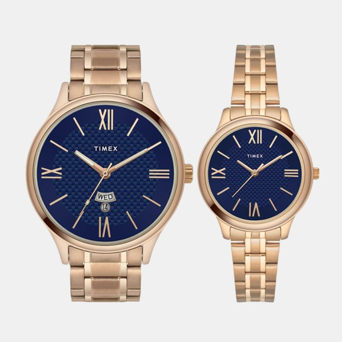 Timex Empera Couple Quartz Blue Dial Analog Stainless Steel Watch TW00PR284