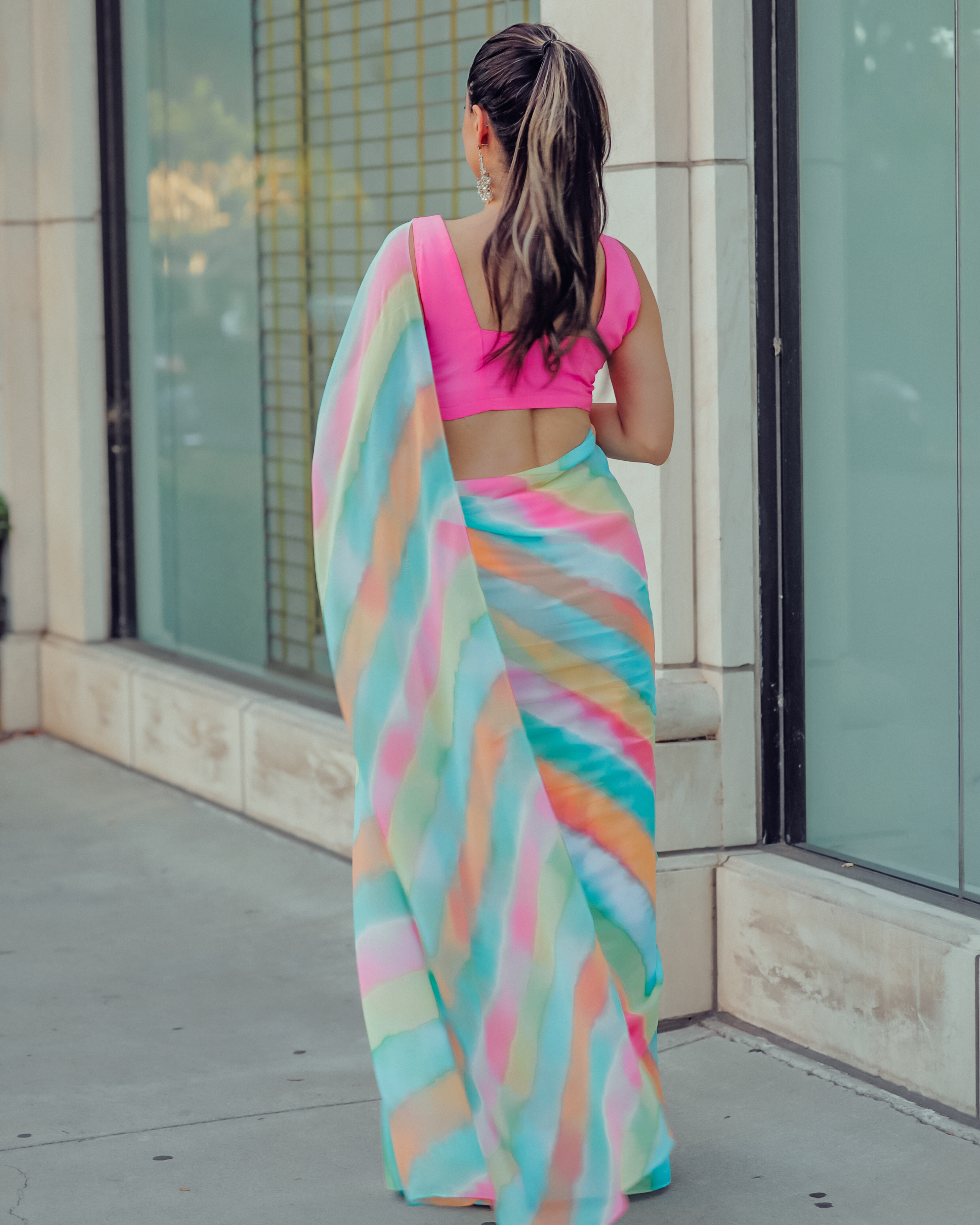 Aachho Jazzy Mix Leheriya Pure Chiffon Saree – Women's - view 9