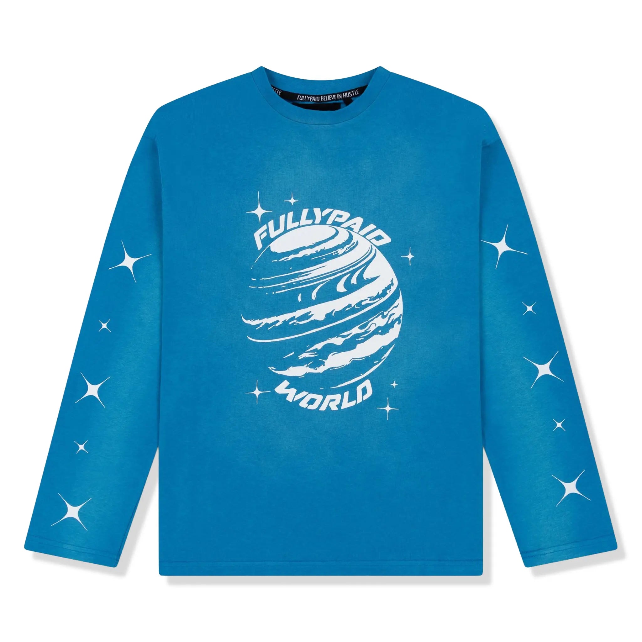 Fully Paid World Acid Wash L/S Blue White T-Shirt