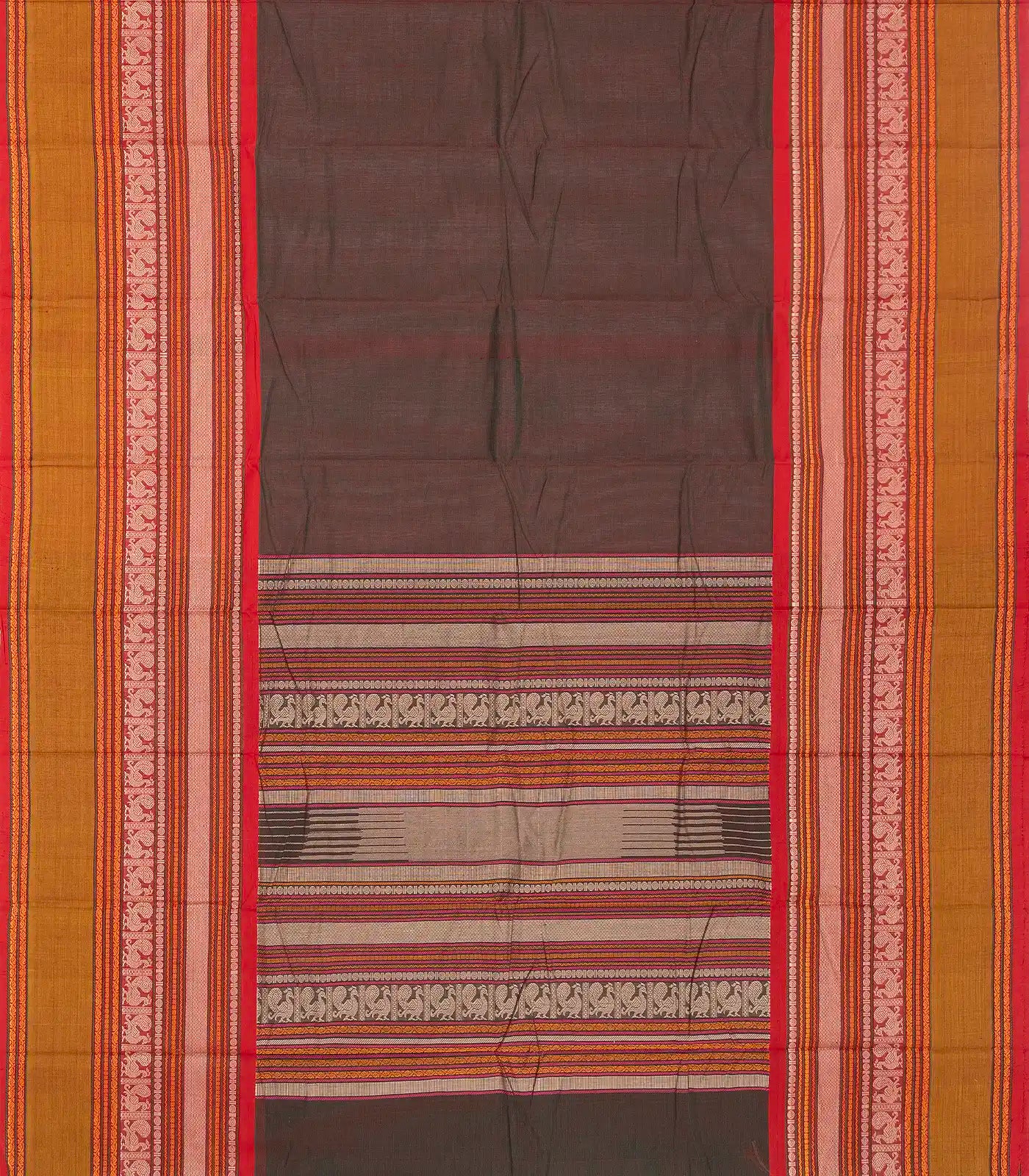 RmKV Brown Handloom Kanchi Cotton Saree With Contrast Border - view 2
