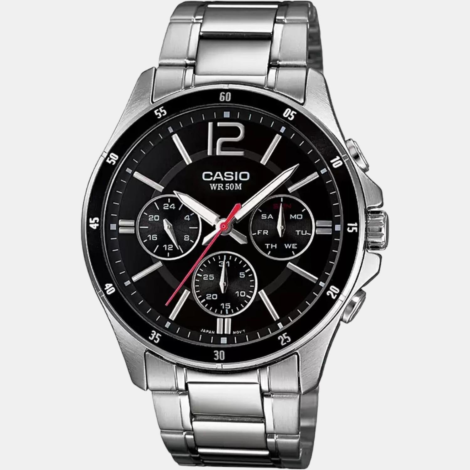 Casio Enticer Men Quartz Black Dial Chronograph Stainless Steel Watch A832 - view 2