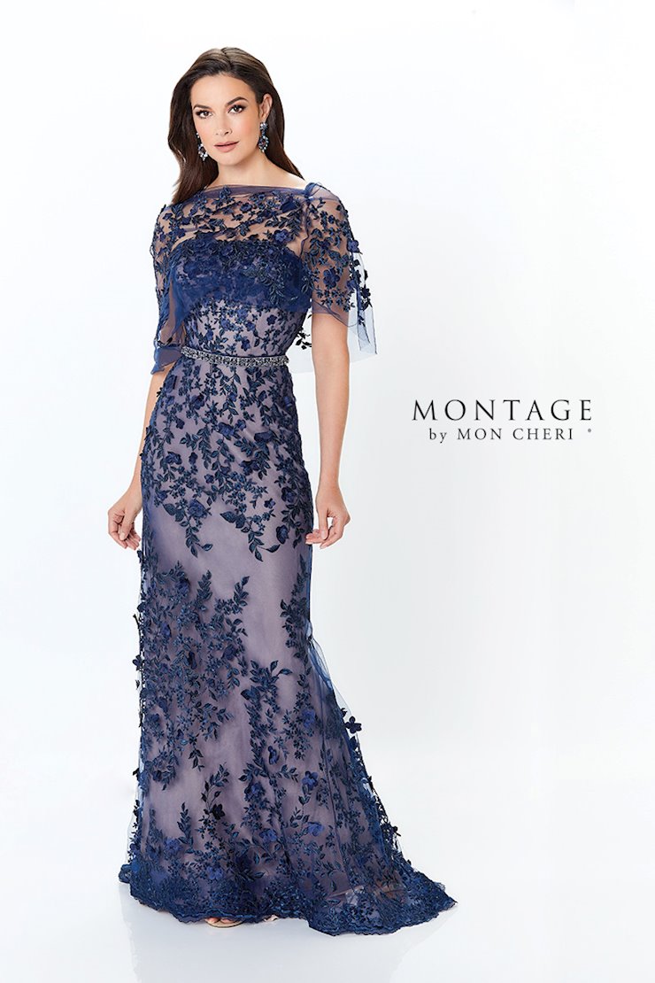 Montage 118961 Long Metallic Lace Evening Mother of the Bride Dress - view 4