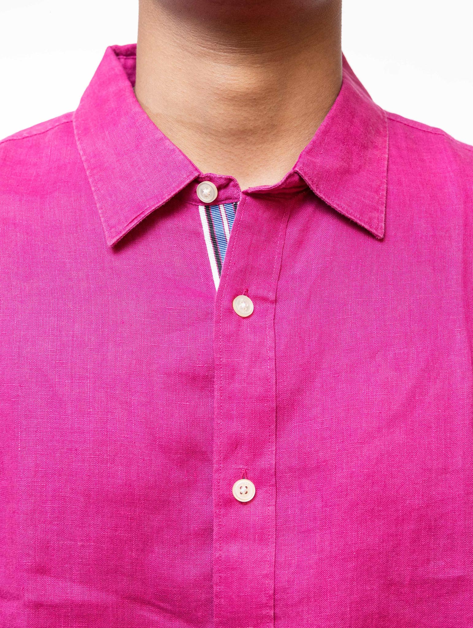 Michael Kors Pink Linen Tailored Fit Shirt - view 2
