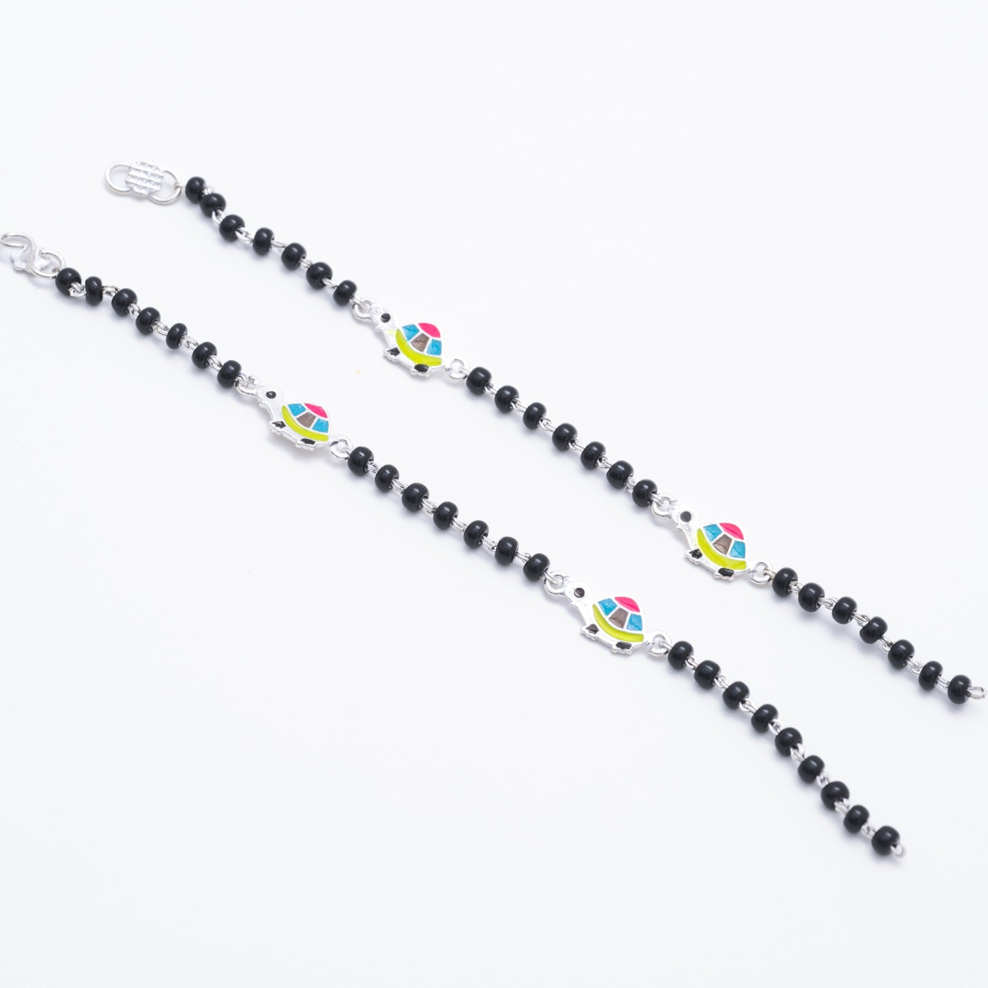 Prinjal Jewellers Real black beads multicolor tortoise silver nazariya for kids - view 2