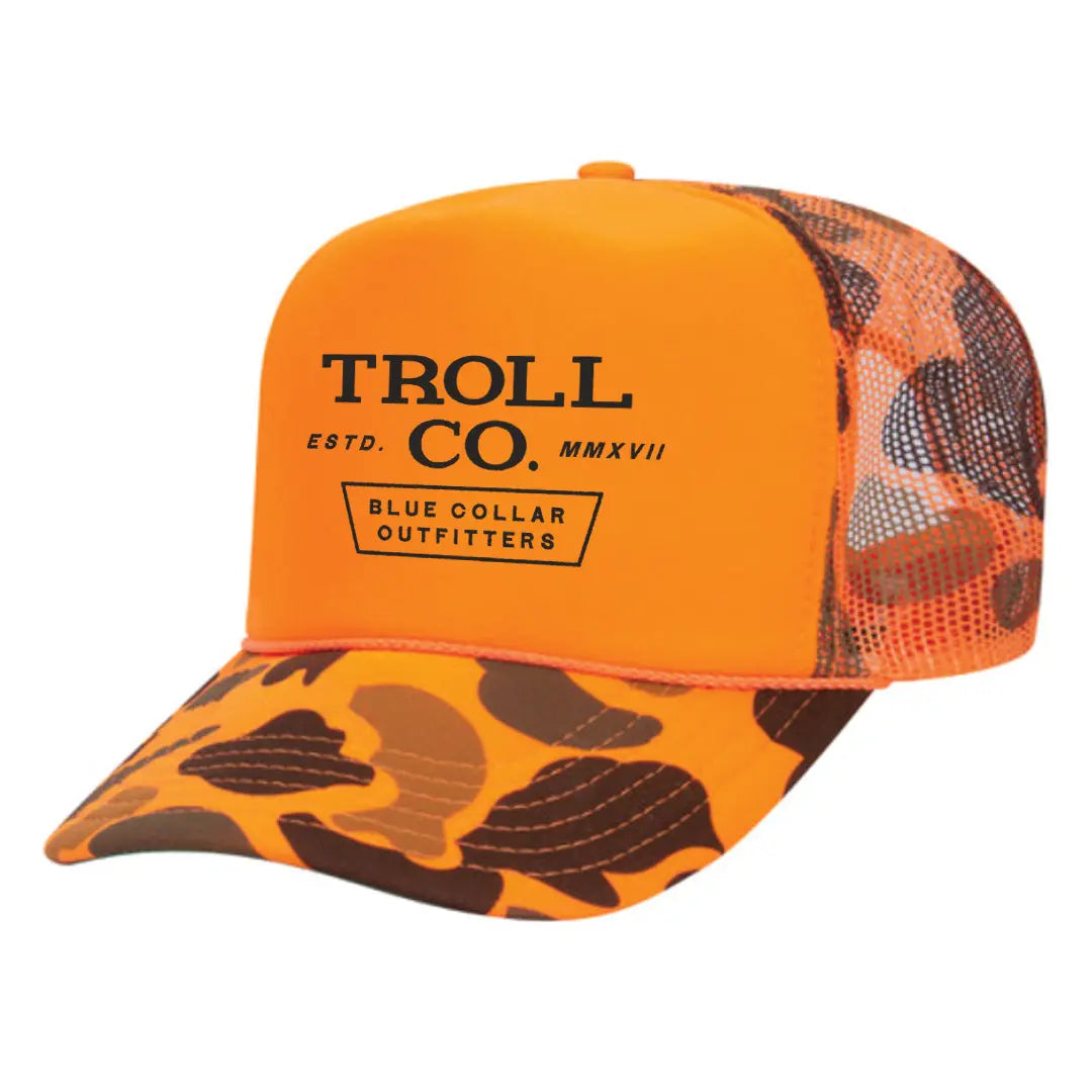 Radial Range Foam Trucker Hat – Orange Camo