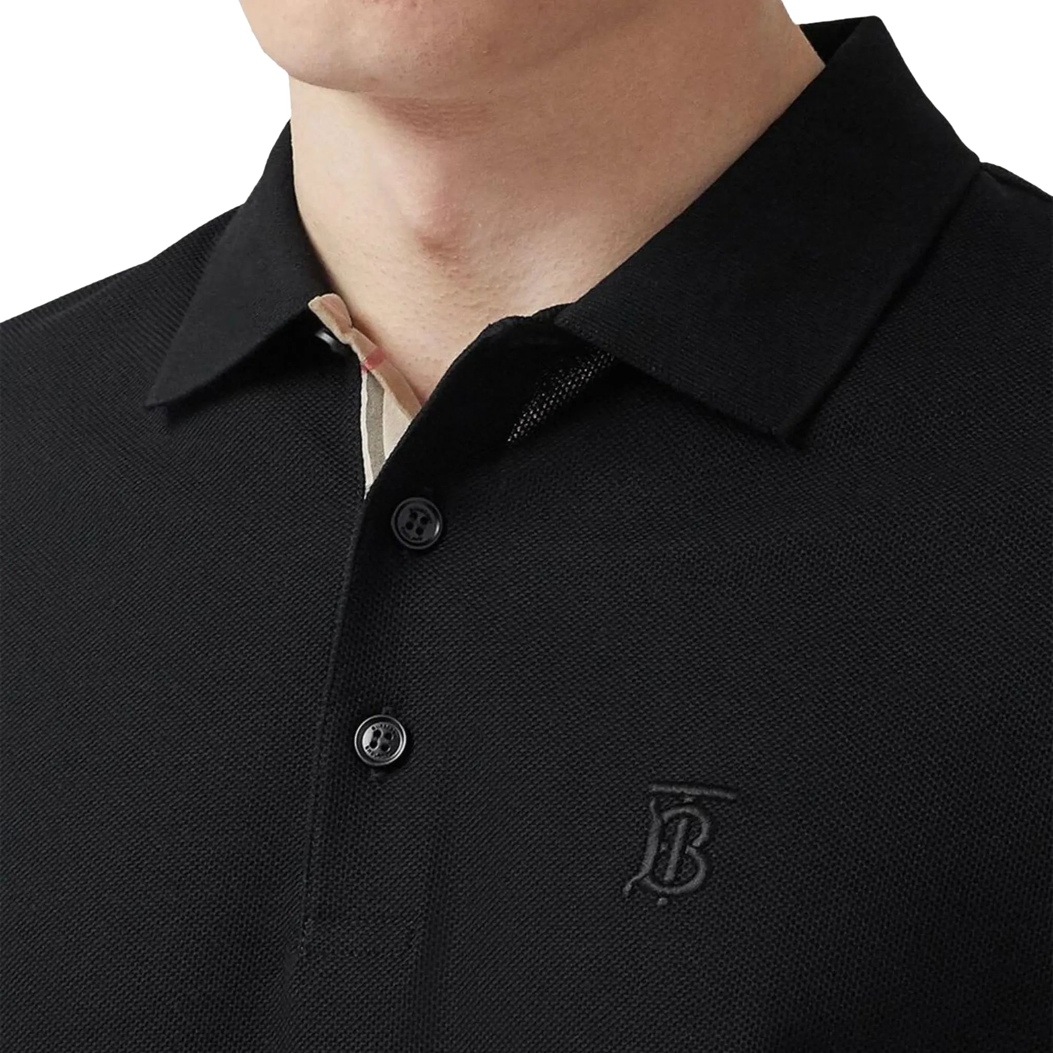 Burberry Eddie Logo Pique Cotton Black Polo Shirt - view 5