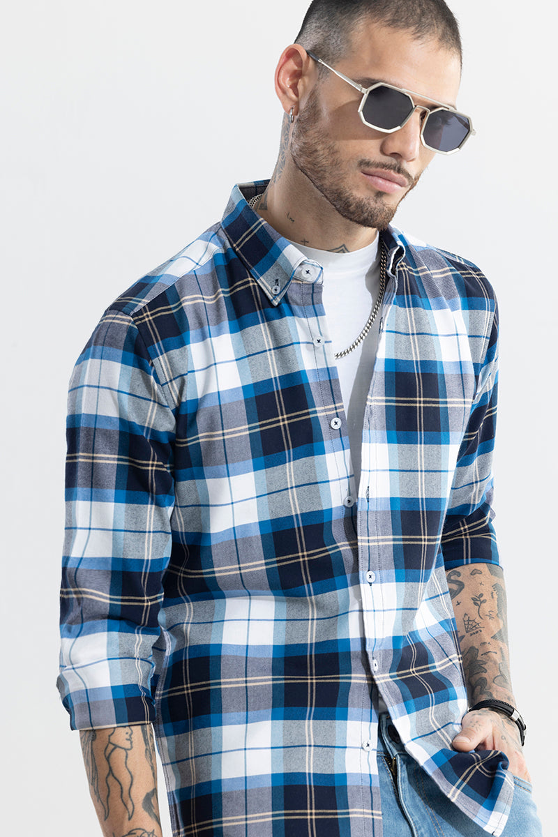 SNITCH Boldsquare Blue Checks Shirt - view 4