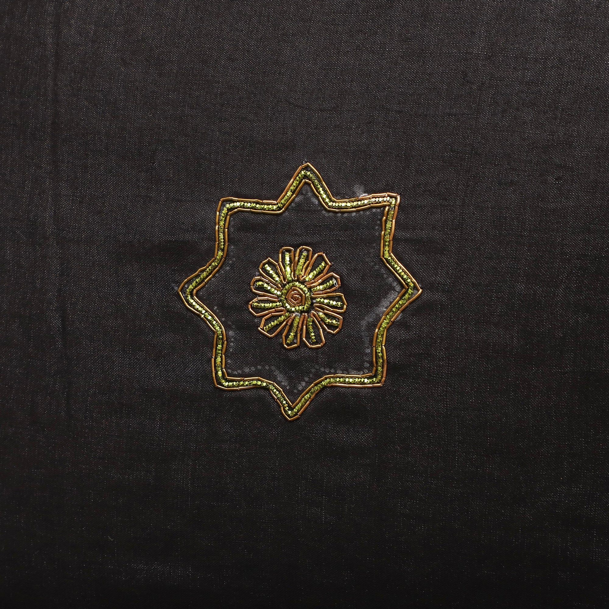 TICS Black - Star Butas - Zardozi Hand Embroidered Raw Silk Cushion Cover (Set of 5) - view 9