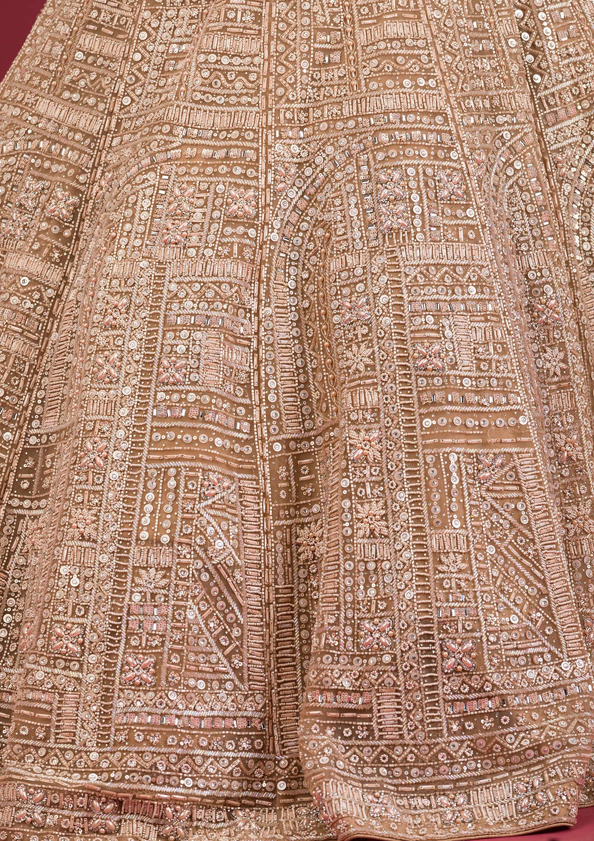 Koskii Beige Sequins Net Readymade Lehenga – Women's - view 7