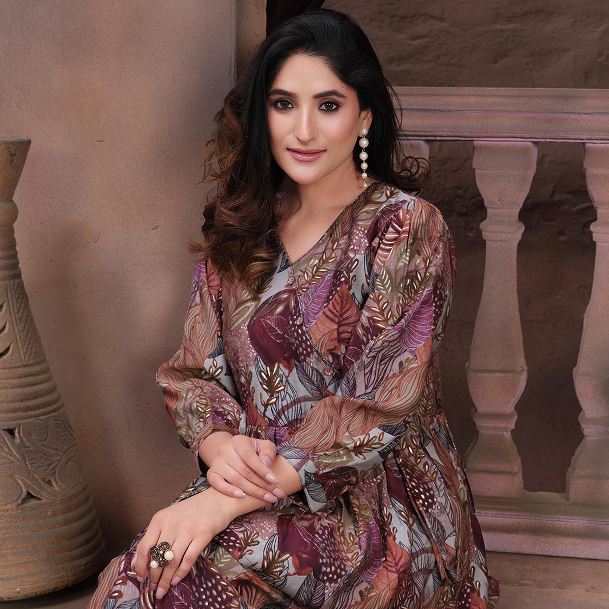 Peachmode Seller Multicolor Floral Printed Chanderi Co Ord Set - view 4