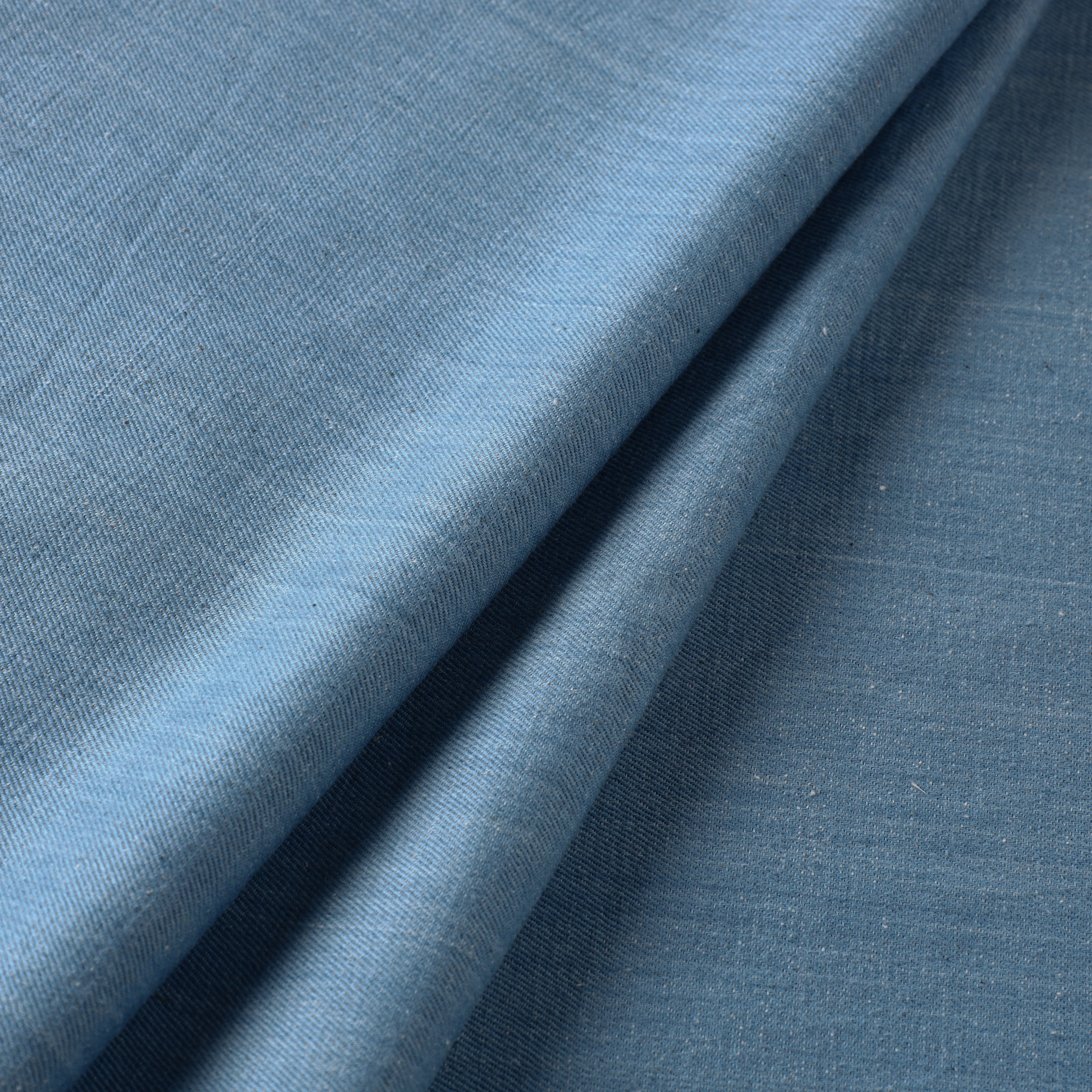 SOUTH KARGHA Blue - 2/40 Twill Cotton Handspun Handloom Natural Dyed Plain Fabric 05 - view 2
