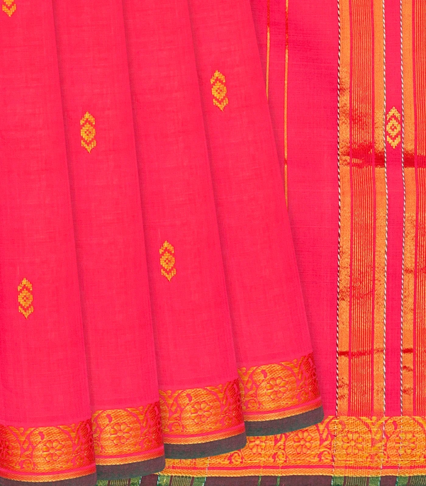 RmKV Dark Peach Handloom Kadapa Cotton Saree With Butta-Dark Peach