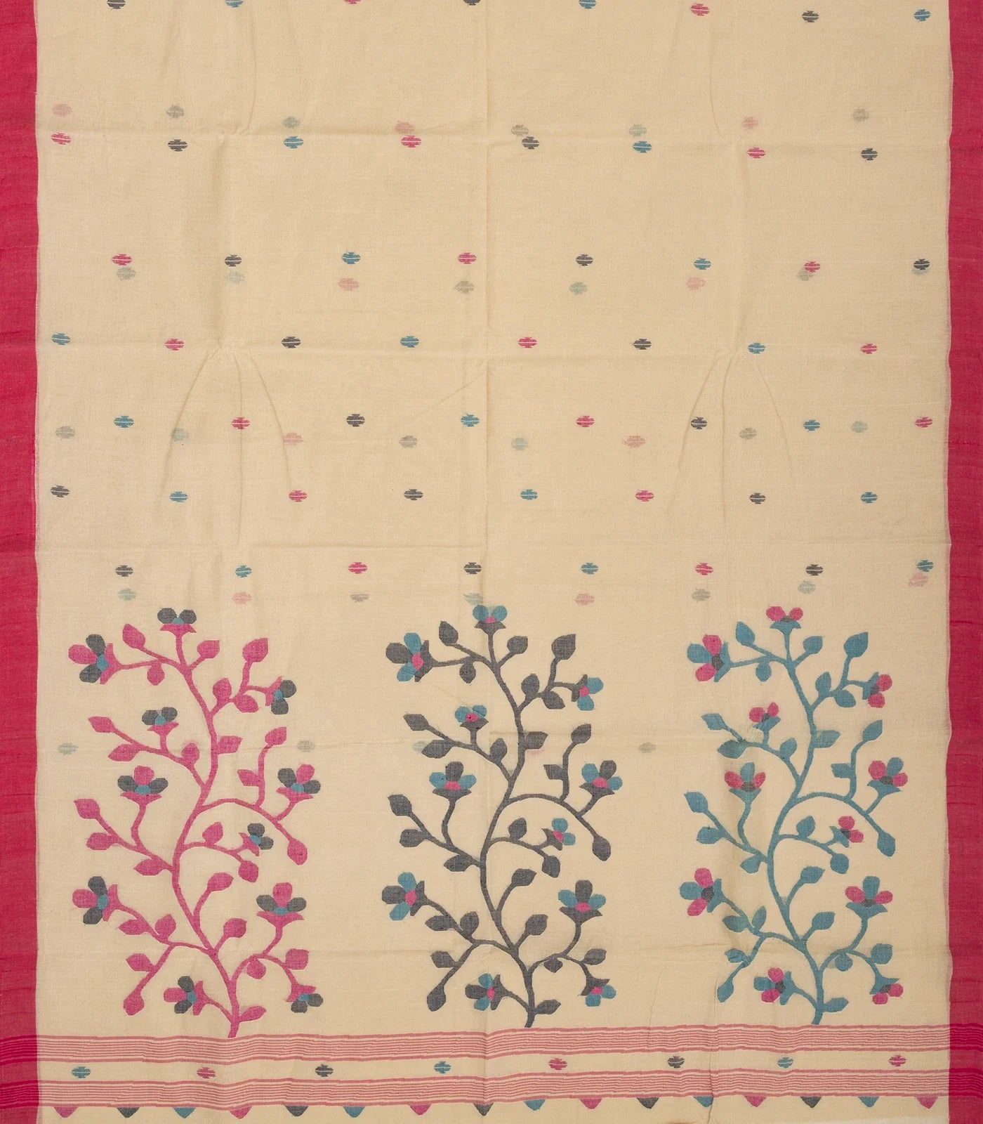 RmKV Taupe Bengal Cotton Saree With Diamond Motifs - view 2