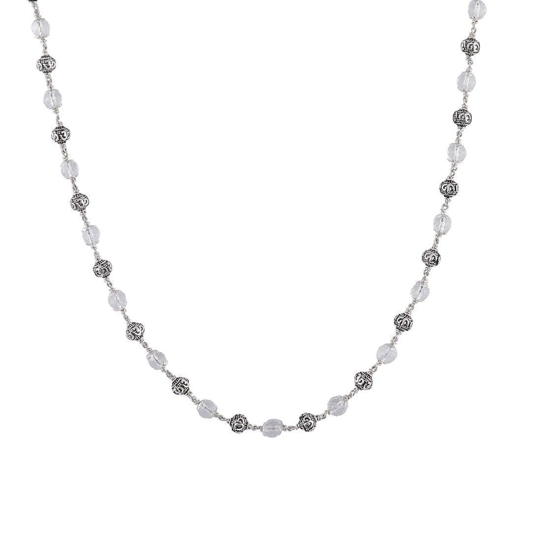 Prinjal Jewellers Sphatik Diamond Cut Beads With Om Silver Beads Mala - view 4