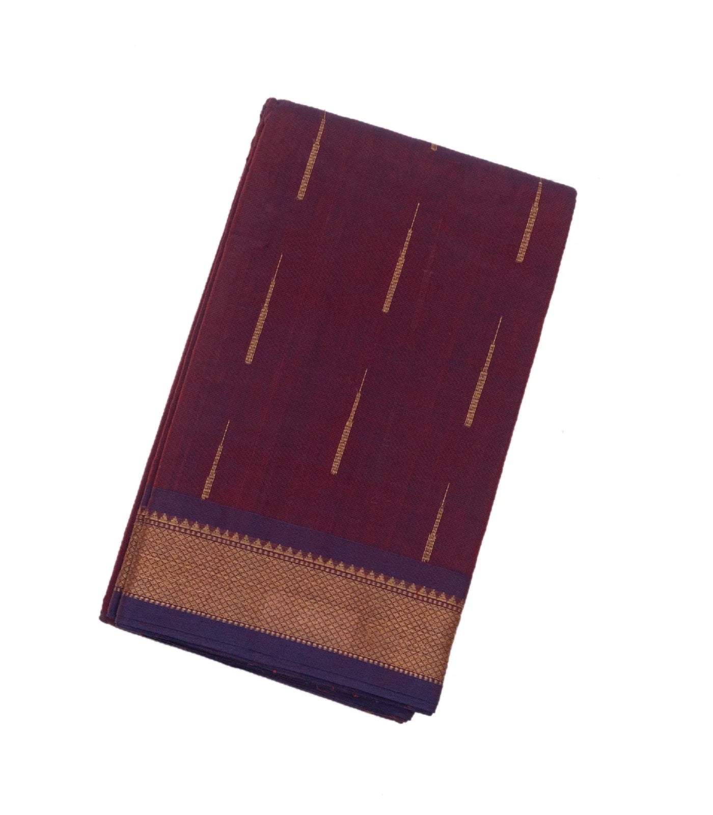 RmKV Magenta Handloom Kanchi Cotton Saree With Raindrop Buttas