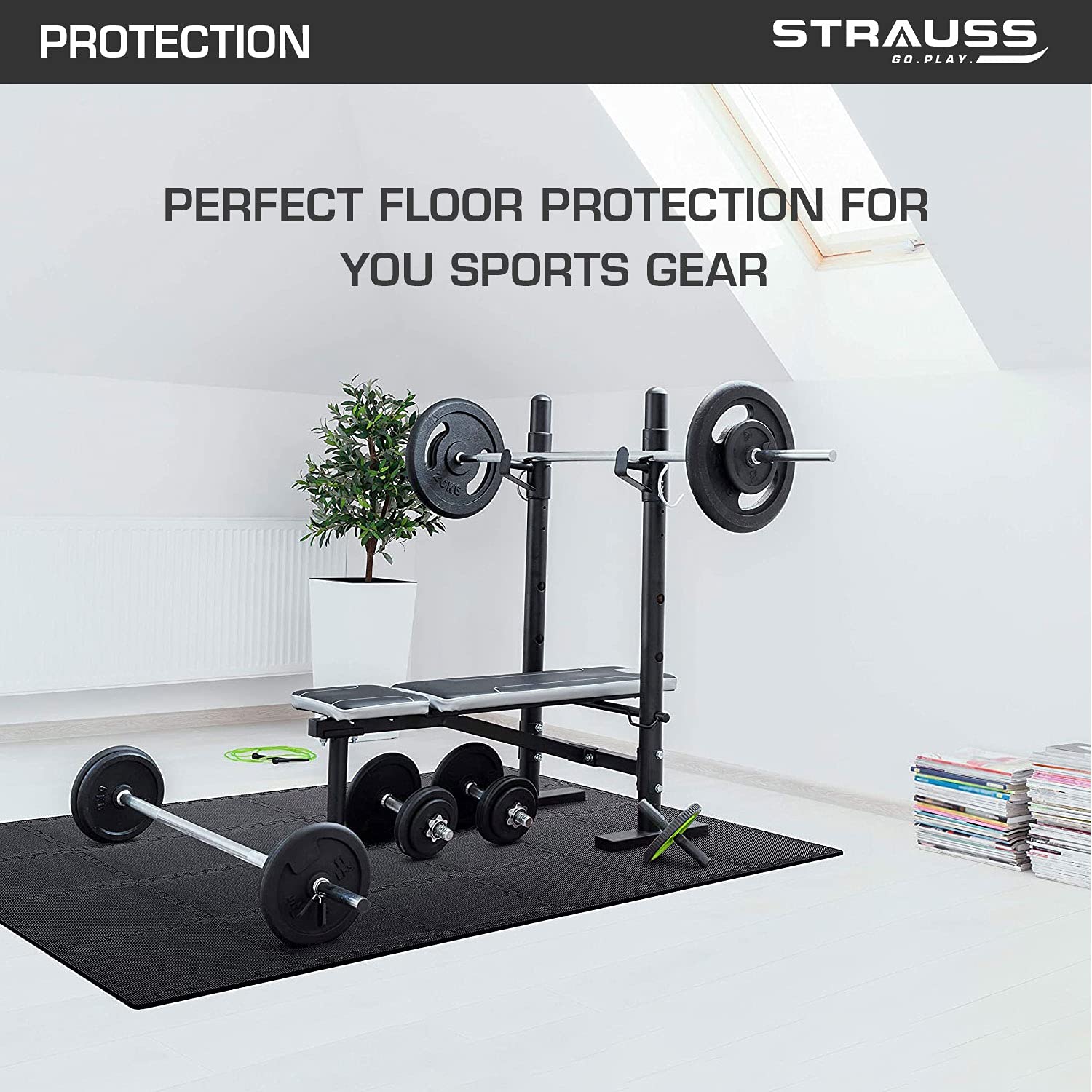 Strauss Sports Strauss Puzzle Exercise Mat Interlocking Tiles - view 7