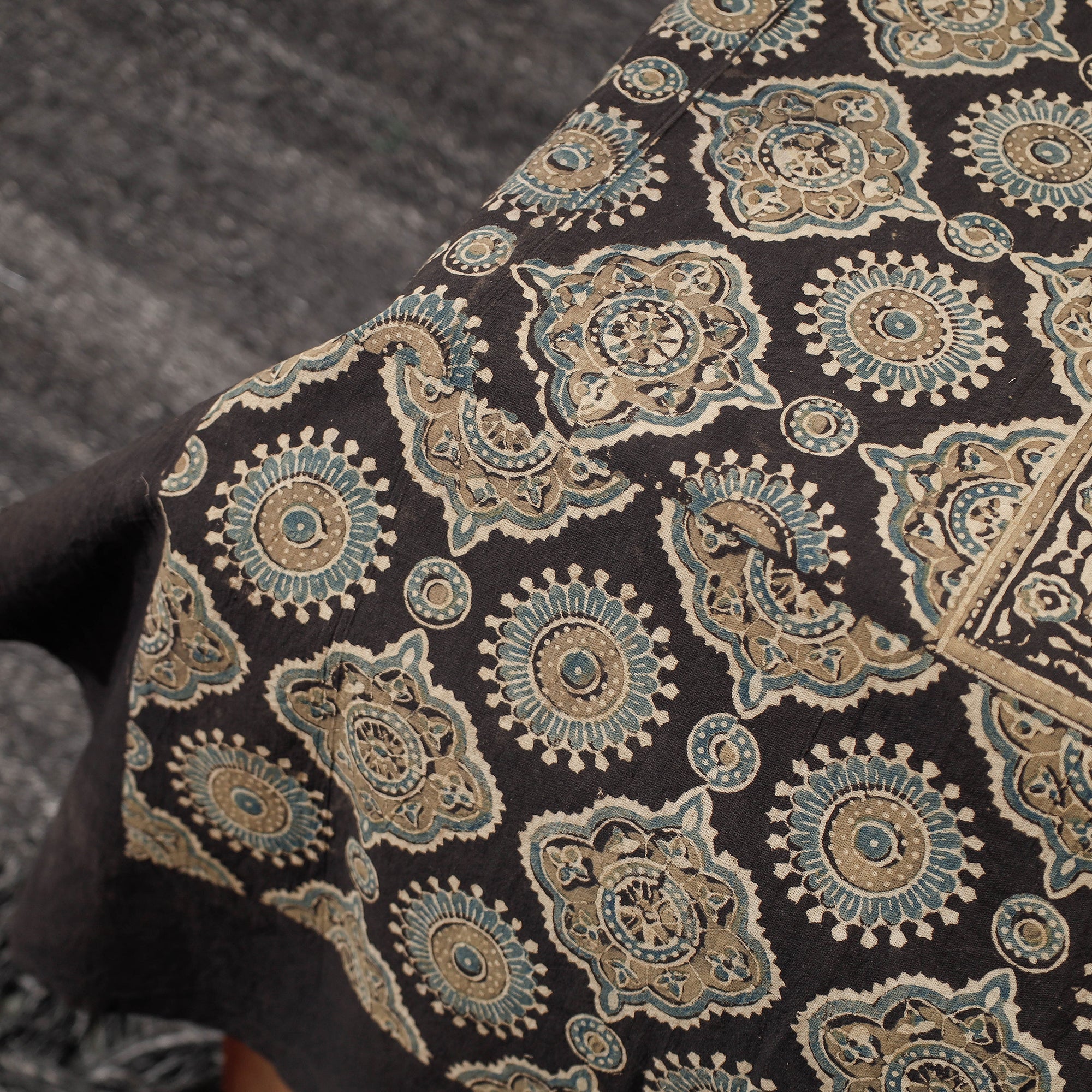 KACHCHH JI CHHAAP Brown - Ajrakh Block Printed Cotton Single Bed Cover (90 x 60 in) - view 3