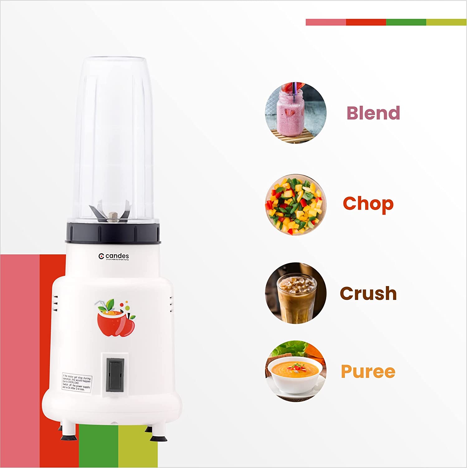 Candes Hector Nutri Blender Complete Kitchen Machine with 2 Unbreakable Jars, 400W (White) - view 3