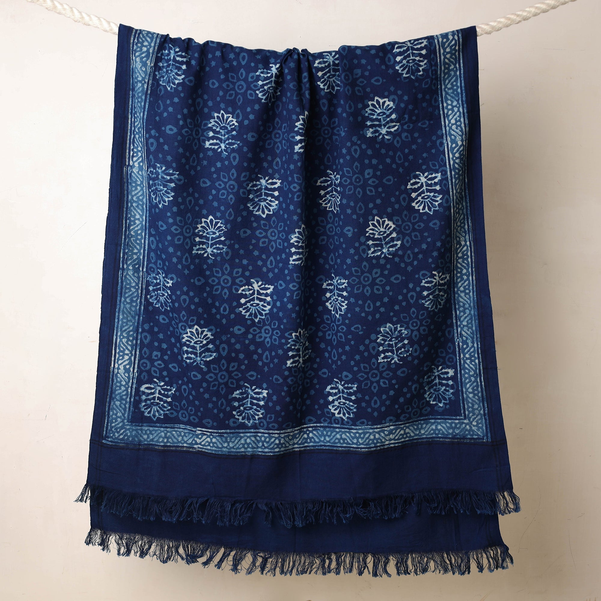 ITOKRI CRAFTS INITIATIVE Blue - Akola Block Printed Pure Handloom Cotton Towel - view 2